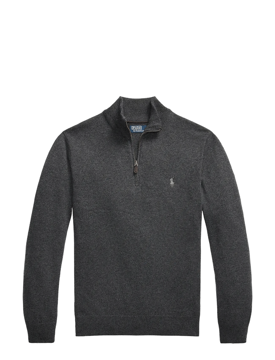 Polo Ralph Lauren - Wool Quarter-Zip Sweater - half zip - dark charcoal hea - 1