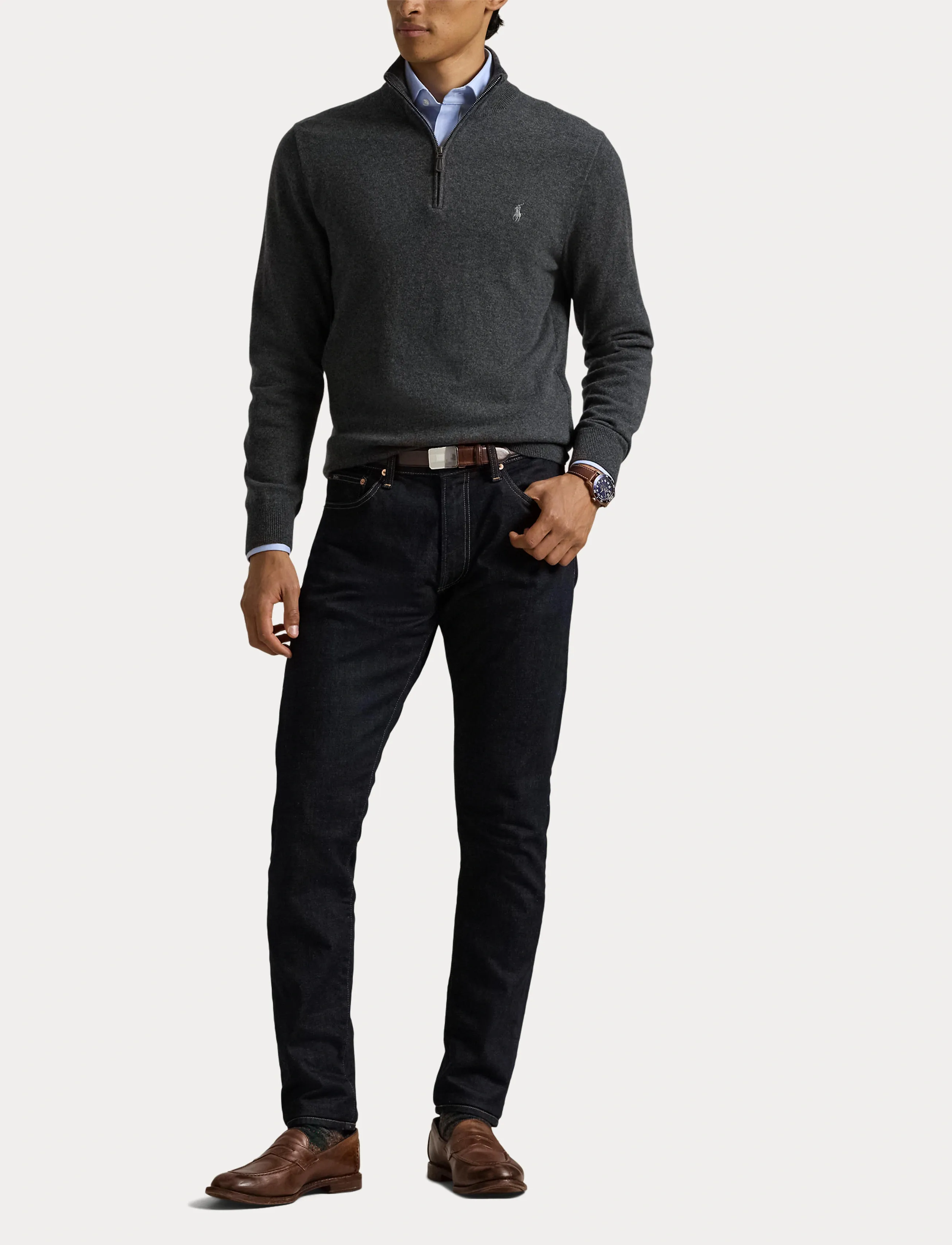 Polo Ralph Lauren - Wool Quarter-Zip Sweater - half zip - dark charcoal hea - 4
