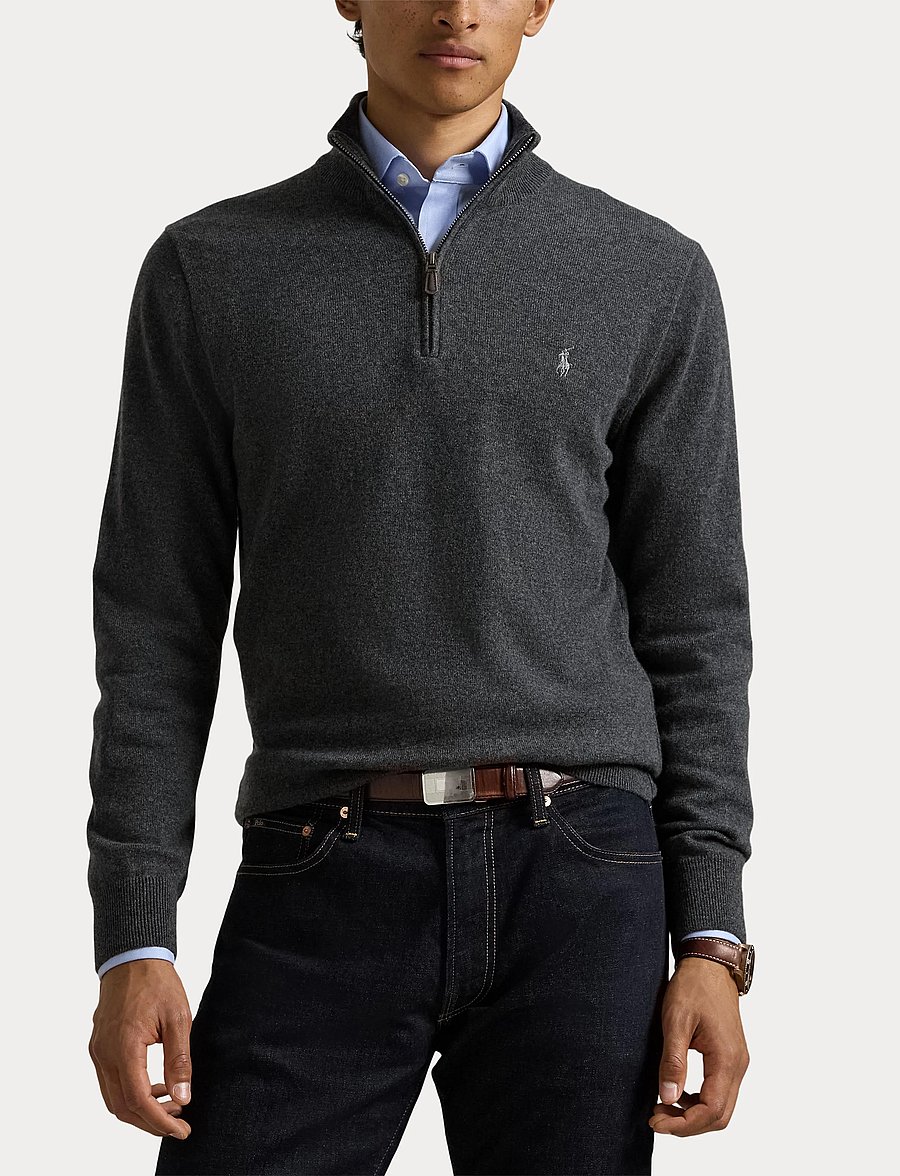 Polo Ralph Lauren - Wool Quarter-Zip Sweater - half zip - dark charcoal hea - 5