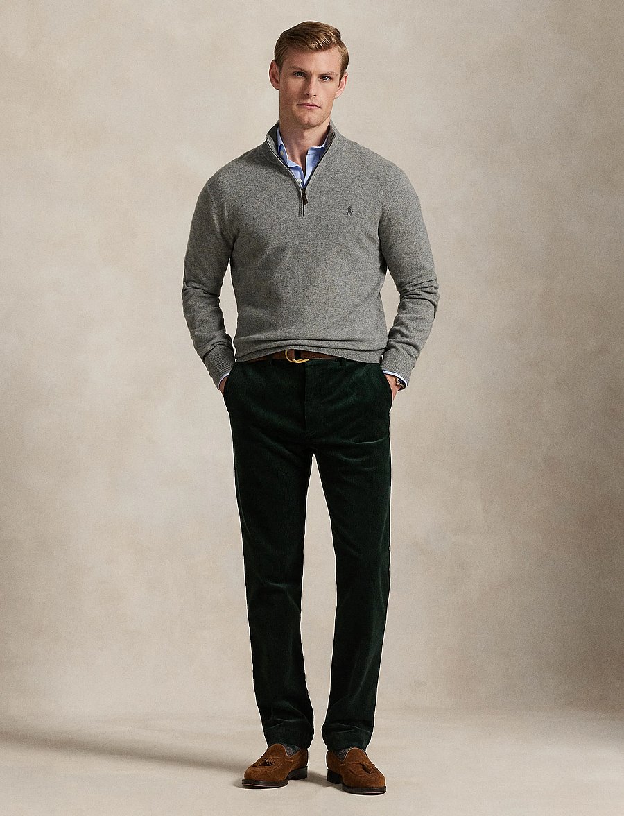 Polo Ralph Lauren - Wool Quarter-Zip Sweater - half zip - fawn grey heather - 0