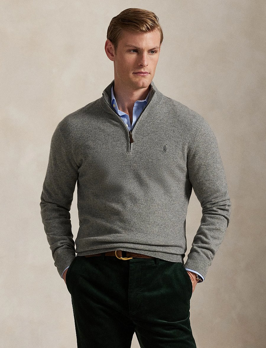 Polo Ralph Lauren - Wool Quarter-Zip Sweater - half zip - fawn grey heather - 3