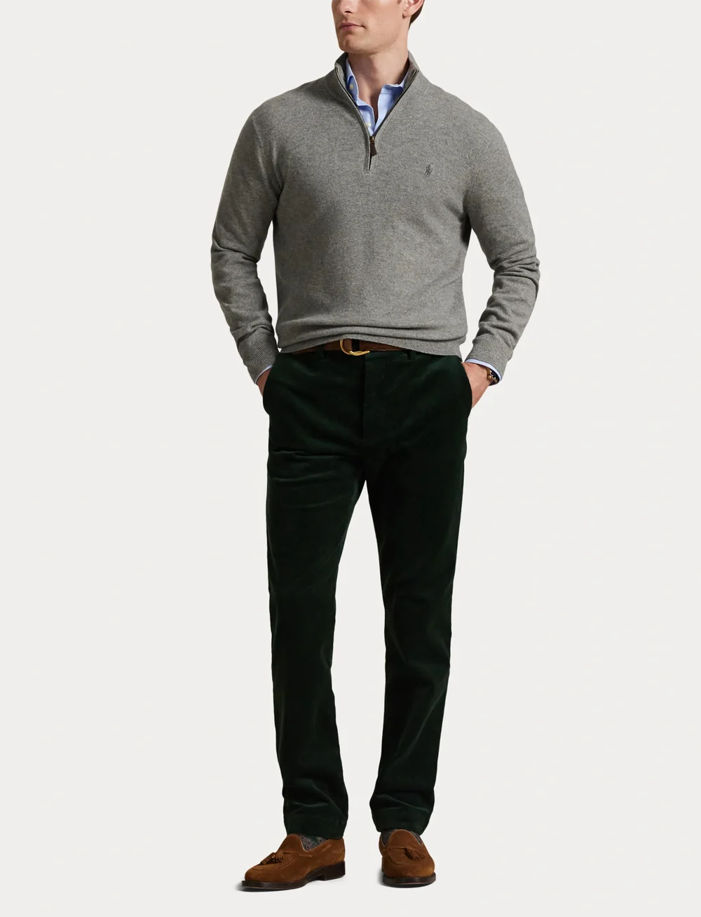 Polo Ralph Lauren - Wool Quarter-Zip Sweater - half zip-tröjor - fawn grey heather - 4