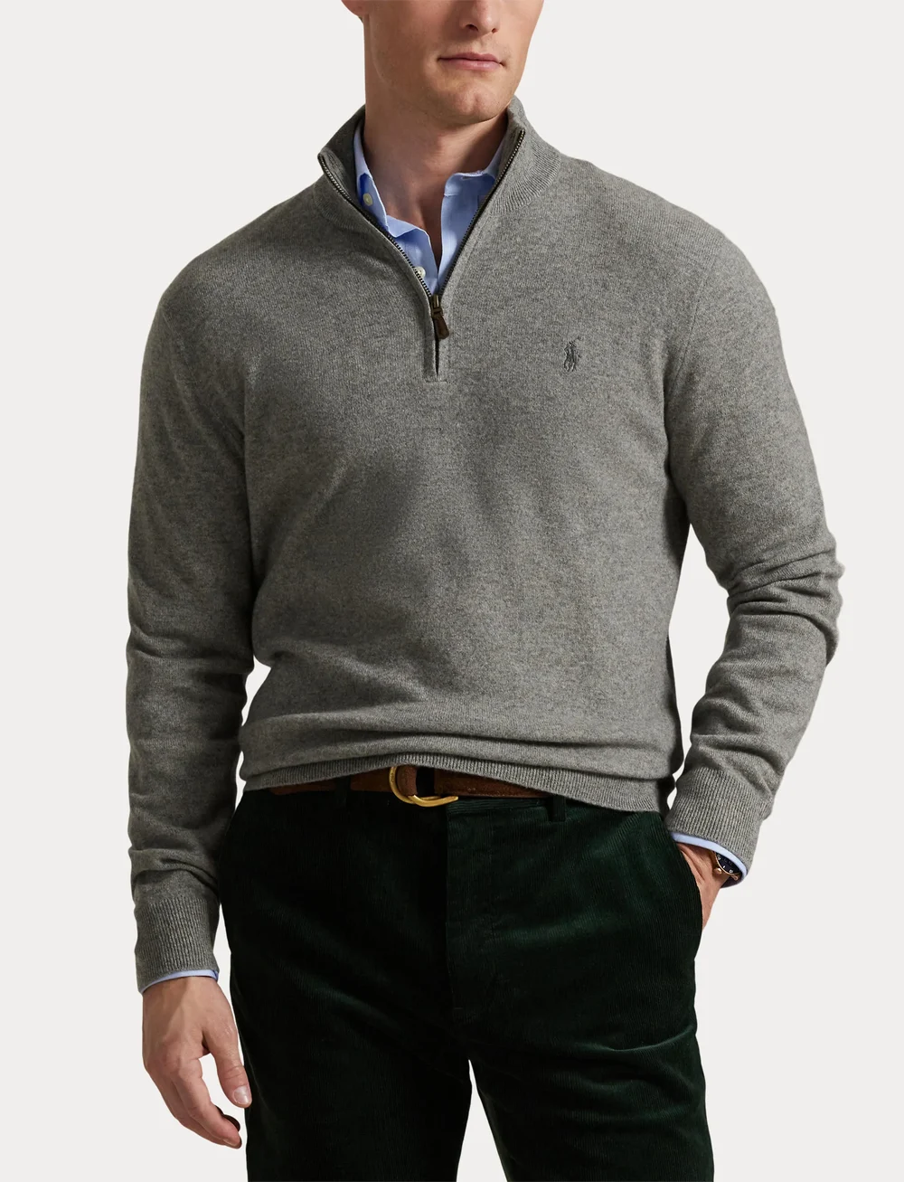 Polo Ralph Lauren - Wool Quarter-Zip Sweater - half zip-tröjor - fawn grey heather - 5