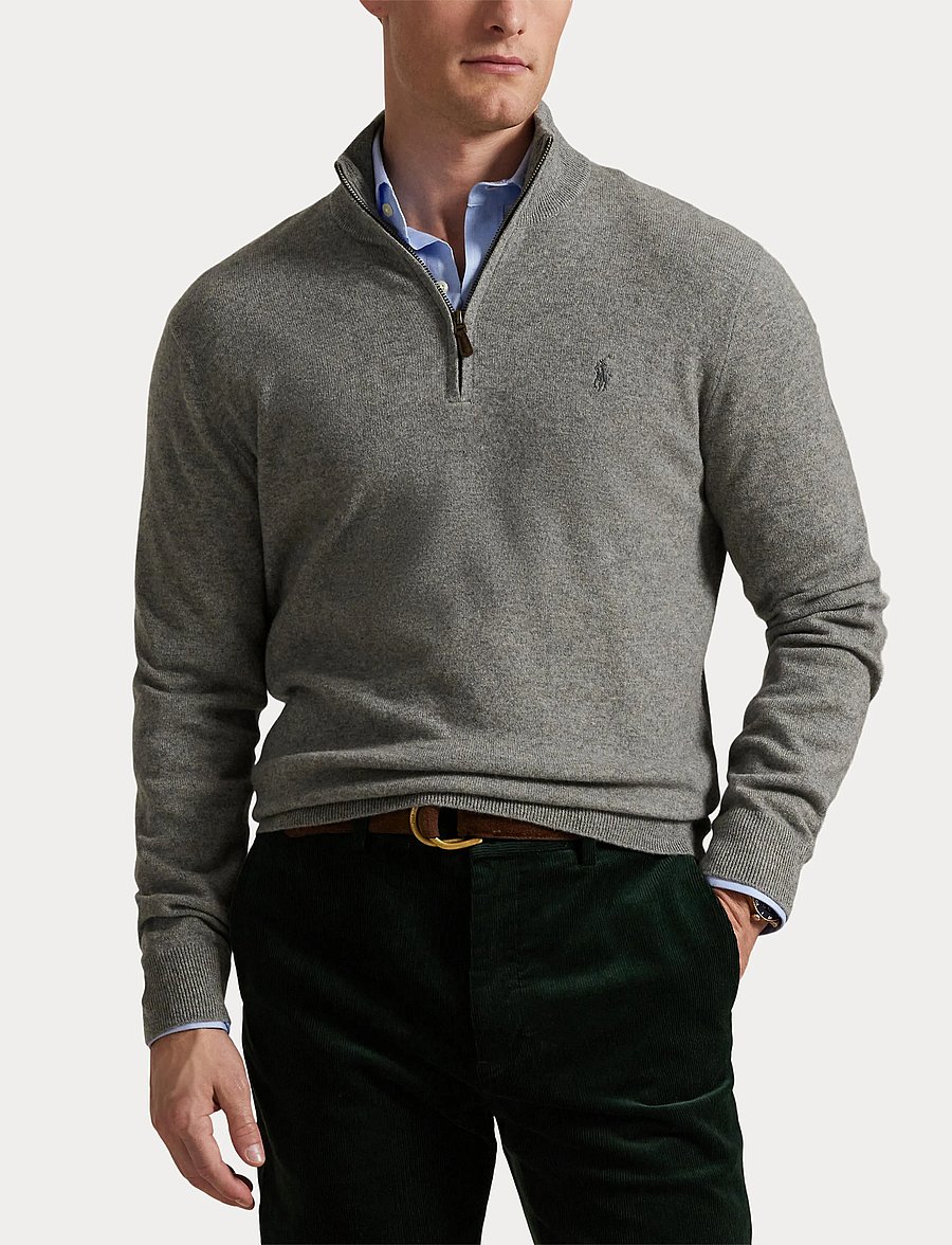 Polo Ralph Lauren - Wool Quarter-Zip Sweater - half zip - fawn grey heather - 5