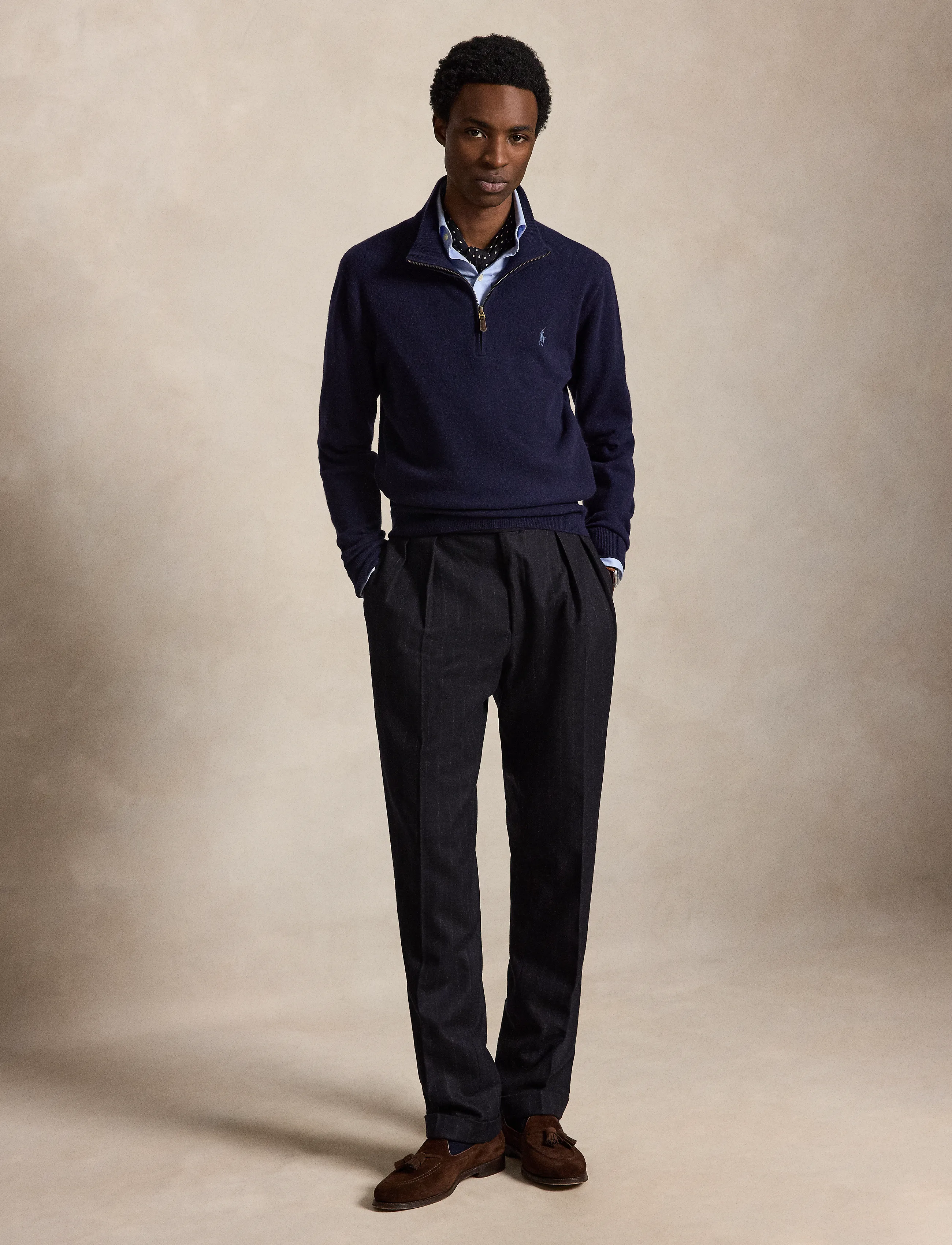 Polo Ralph Lauren Wool Quarter-Zip Sweater, S, Knitwear, Marineblau - Half Zip Jumpers, Männerswear