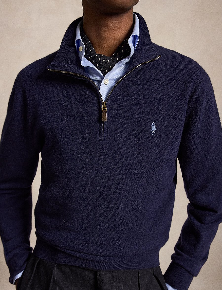 Polo Ralph Lauren - 2/27 MERINO RWS-LS HZ PP - half zip - hunter navy - 3