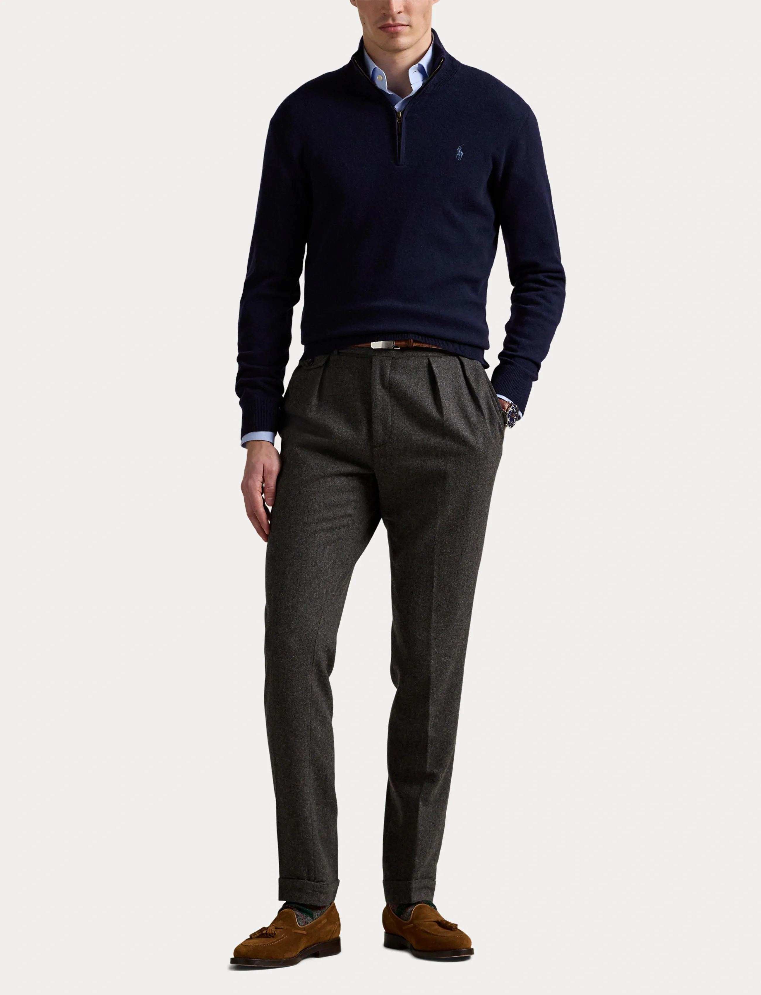 Polo Ralph Lauren - 2/27 MERINO RWS-LS HZ PP - half zip - hunter navy - 5