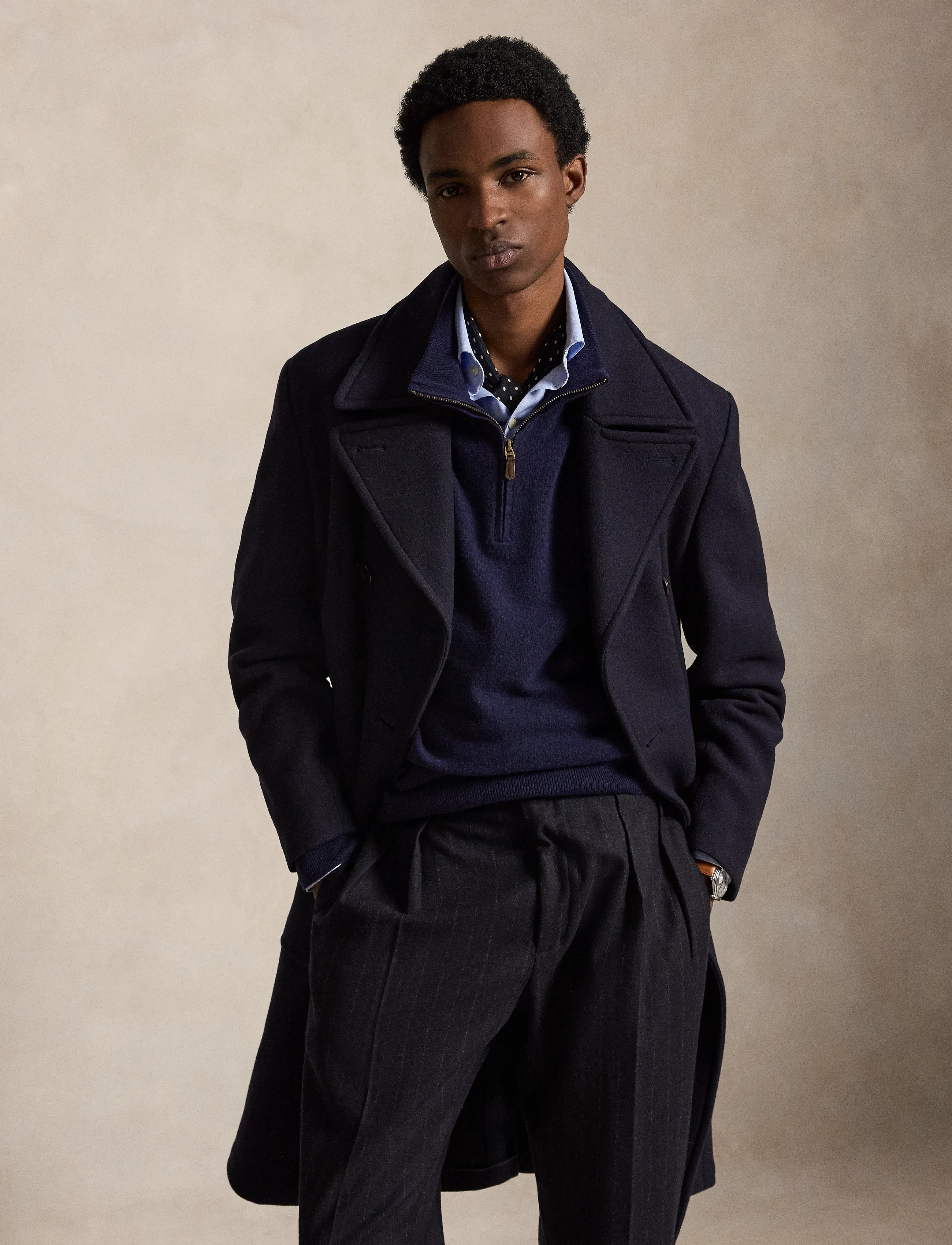 Polo Ralph Lauren - 2/27 MERINO RWS-LS HZ PP - half zip - hunter navy - 4