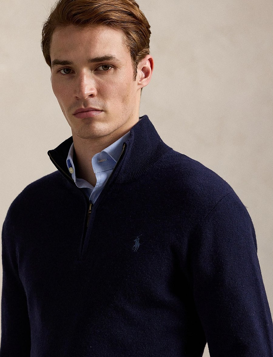 Polo Ralph Lauren - 2/27 MERINO RWS-LS HZ PP - half zip - hunter navy - 4