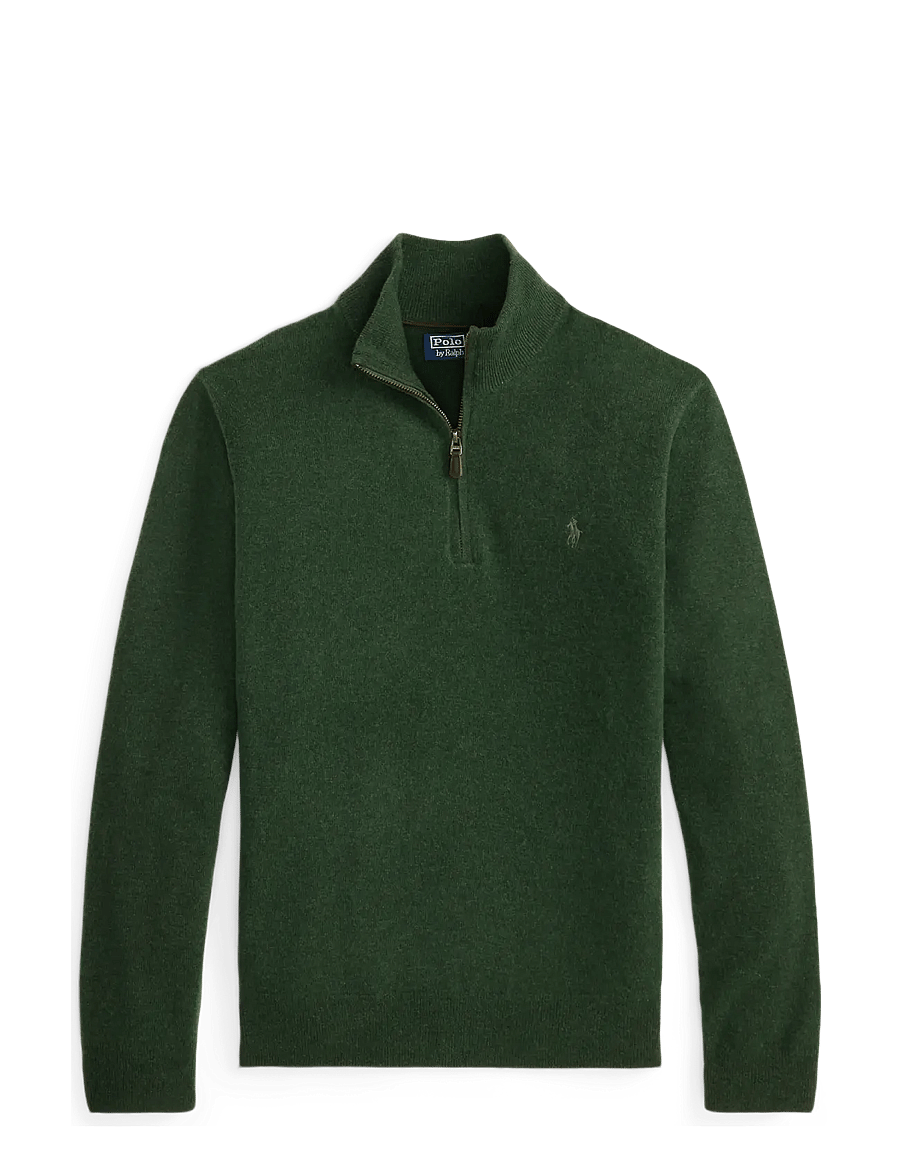 Polo Ralph Lauren - Wool Quarter-Zip Sweater - tõmblukk-kaelusega dressipluusid - lodgepole pine he - 0