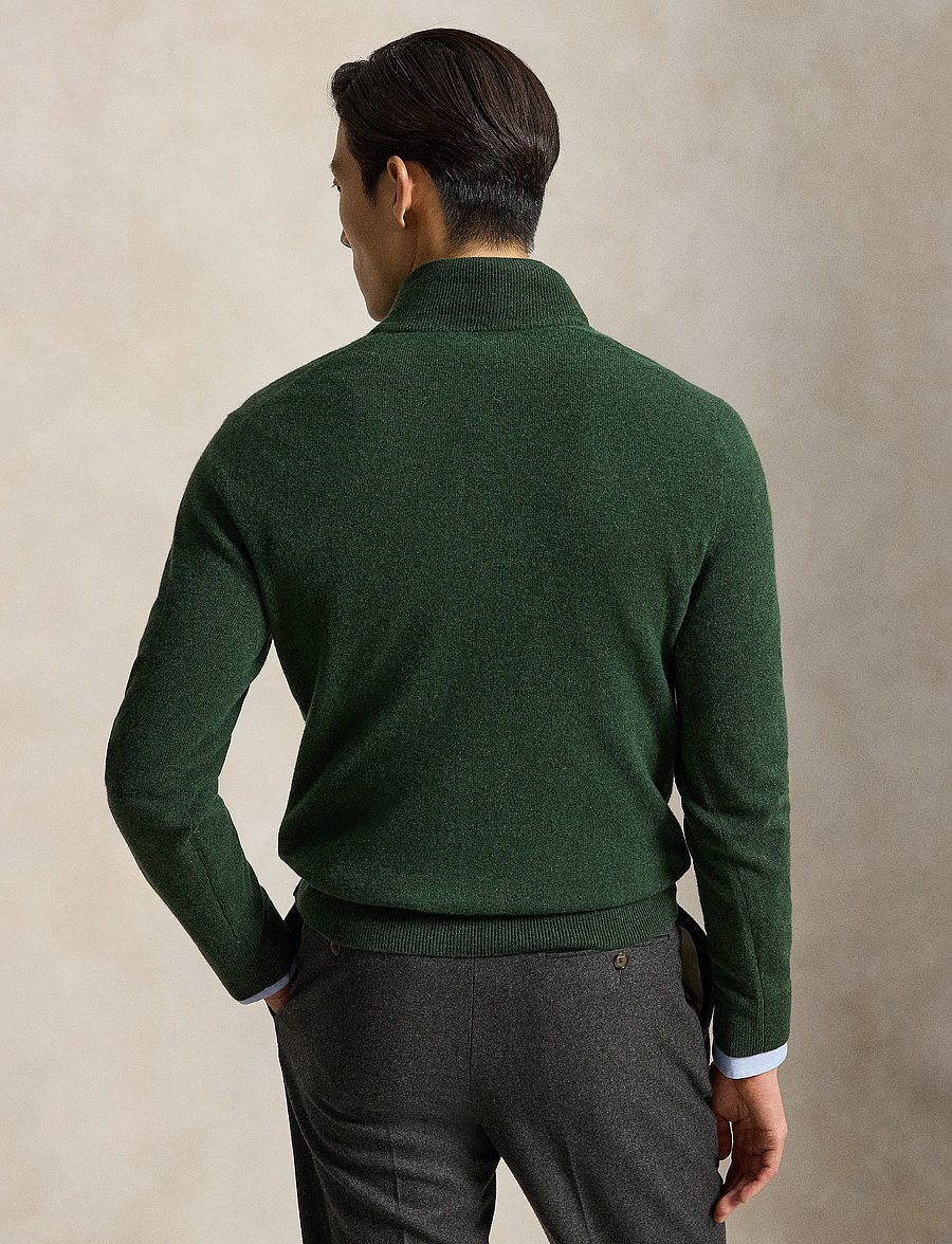 Polo Ralph Lauren - Wool Quarter-Zip Sweater - tõmblukk-kaelusega dressipluusid - lodgepole pine he - 1