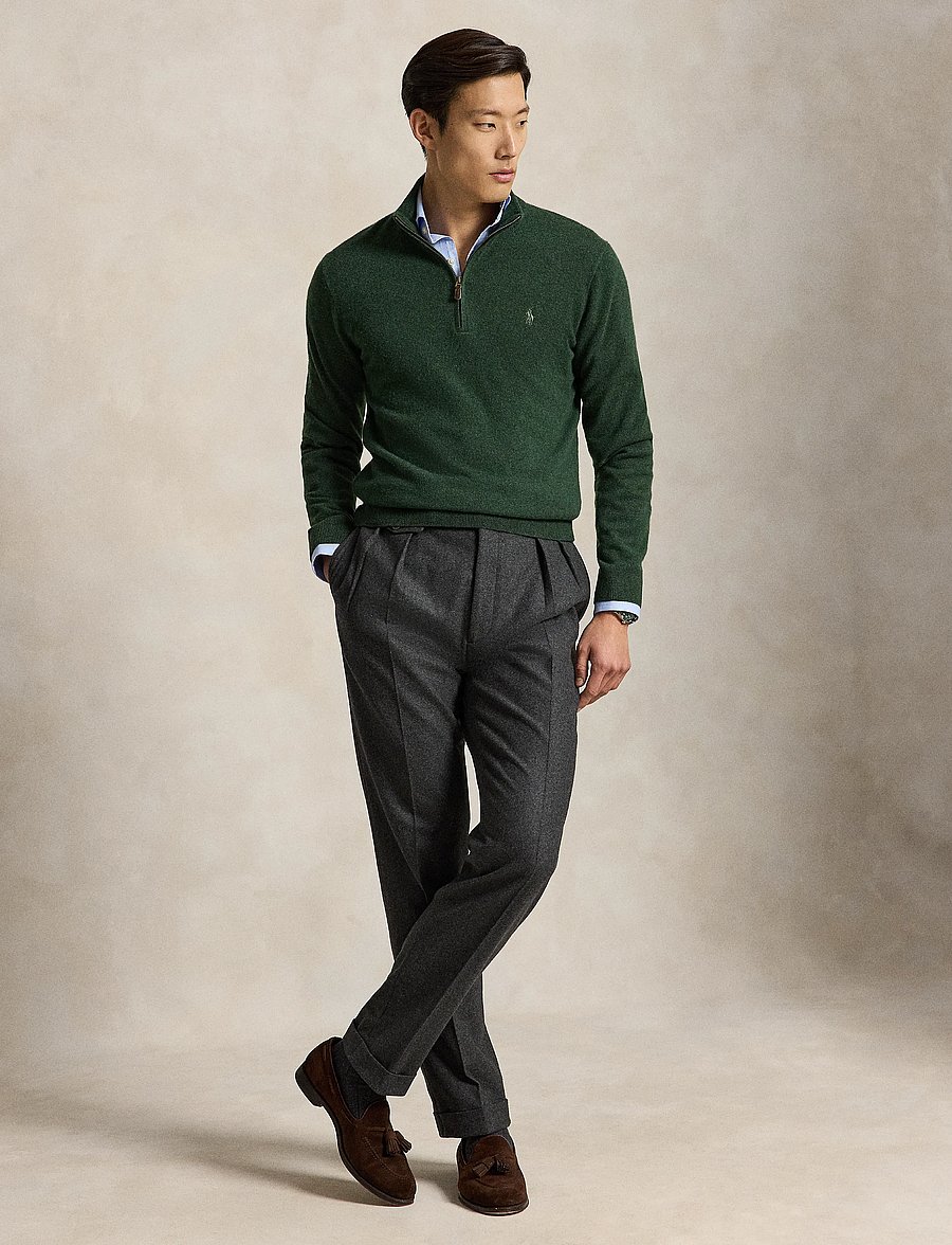 Polo Ralph Lauren - Wool Quarter-Zip Sweater - tõmblukk-kaelusega dressipluusid - lodgepole pine he - 2