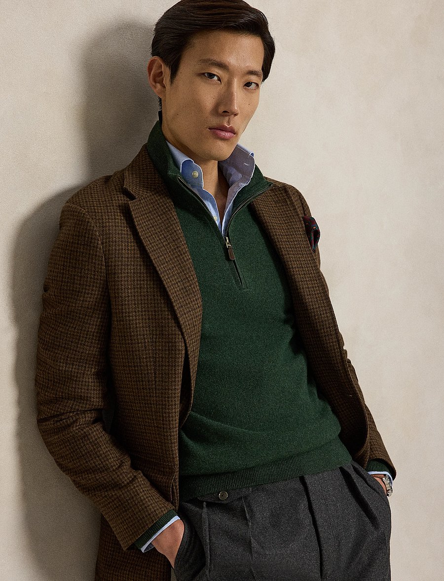 Polo Ralph Lauren - Wool Quarter-Zip Sweater - tõmblukk-kaelusega dressipluusid - lodgepole pine he - 3
