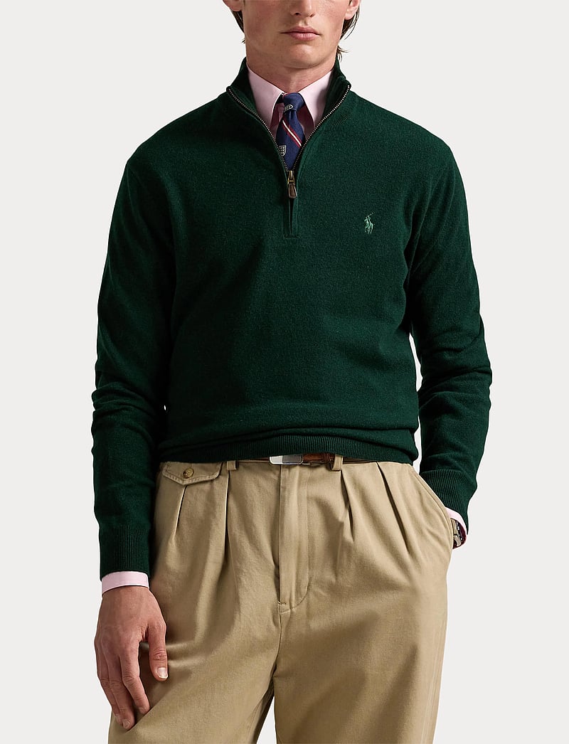 Polo Ralph Lauren - Wool Quarter-Zip Sweater - half zip jumpers - moss agate - 5