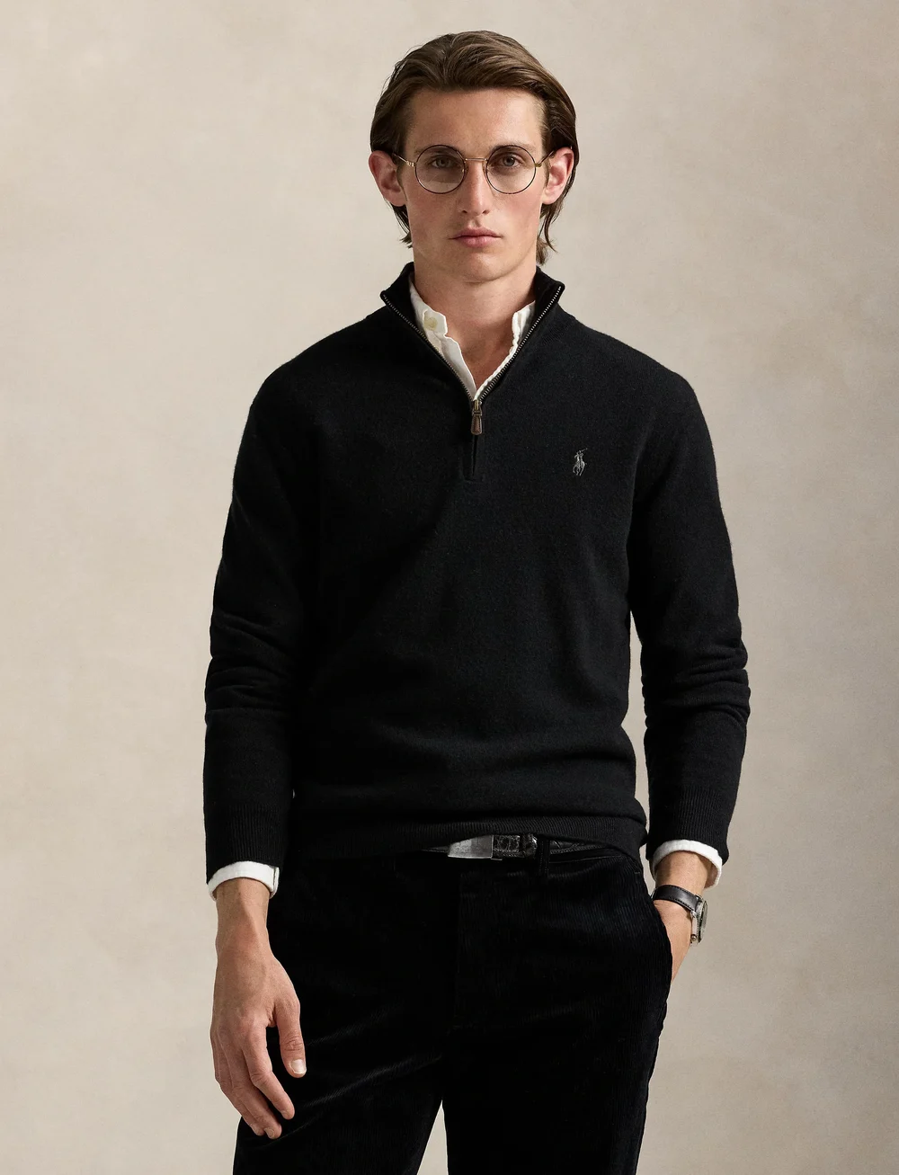 Polo Ralph Lauren - Wool Quarter-Zip Sweater - half zip-trøjer - polo black - 3