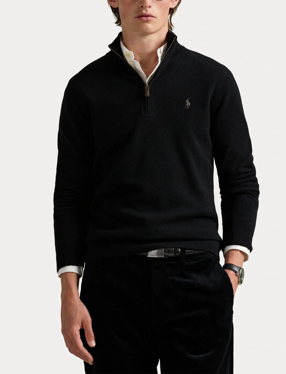 Polo Ralph Lauren - Wool Quarter-Zip Sweater - half zip-trøjer - polo black - 5