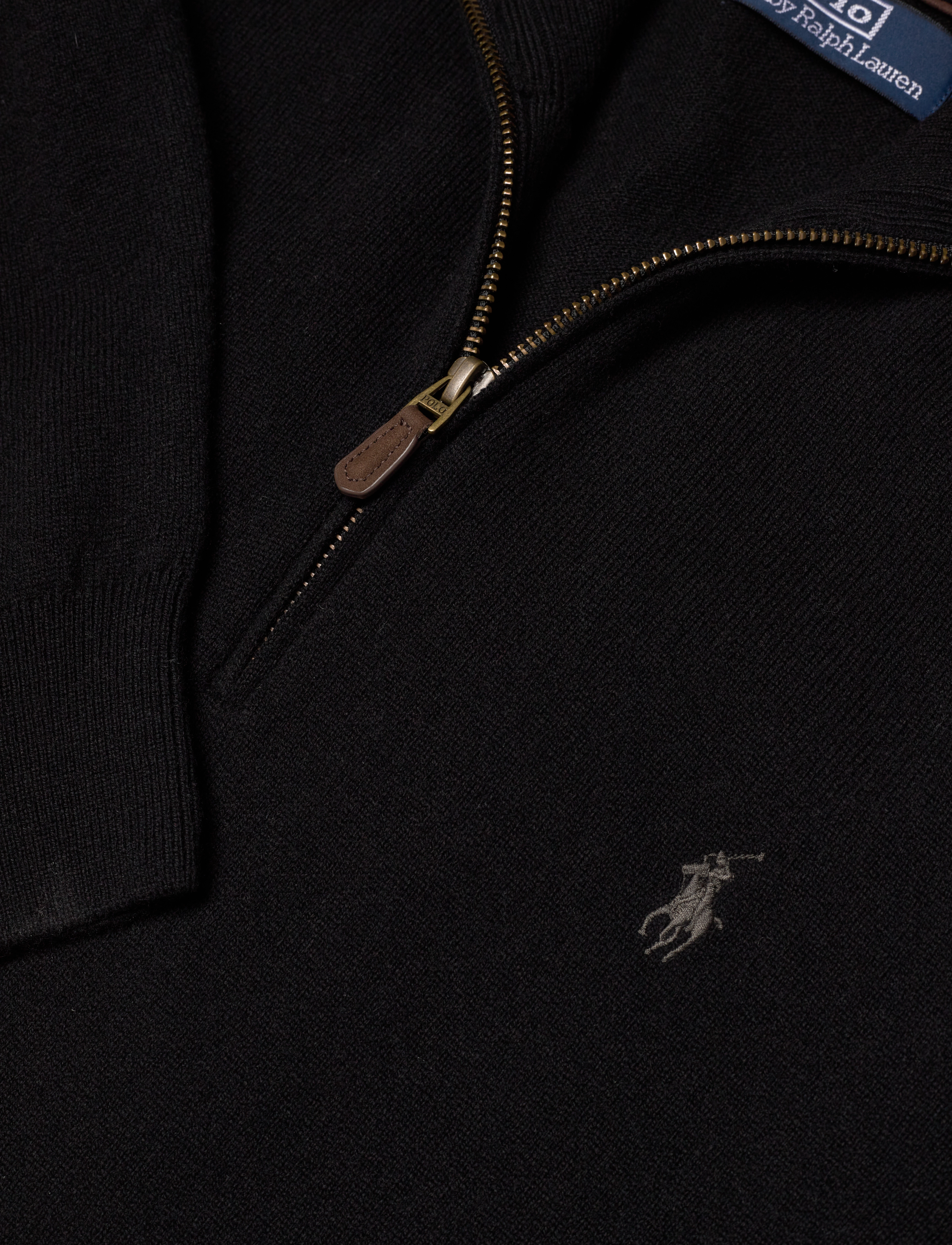 Polo Ralph Lauren - Wool Quarter-Zip Sweater - half zip-tröjor - polo black - 5