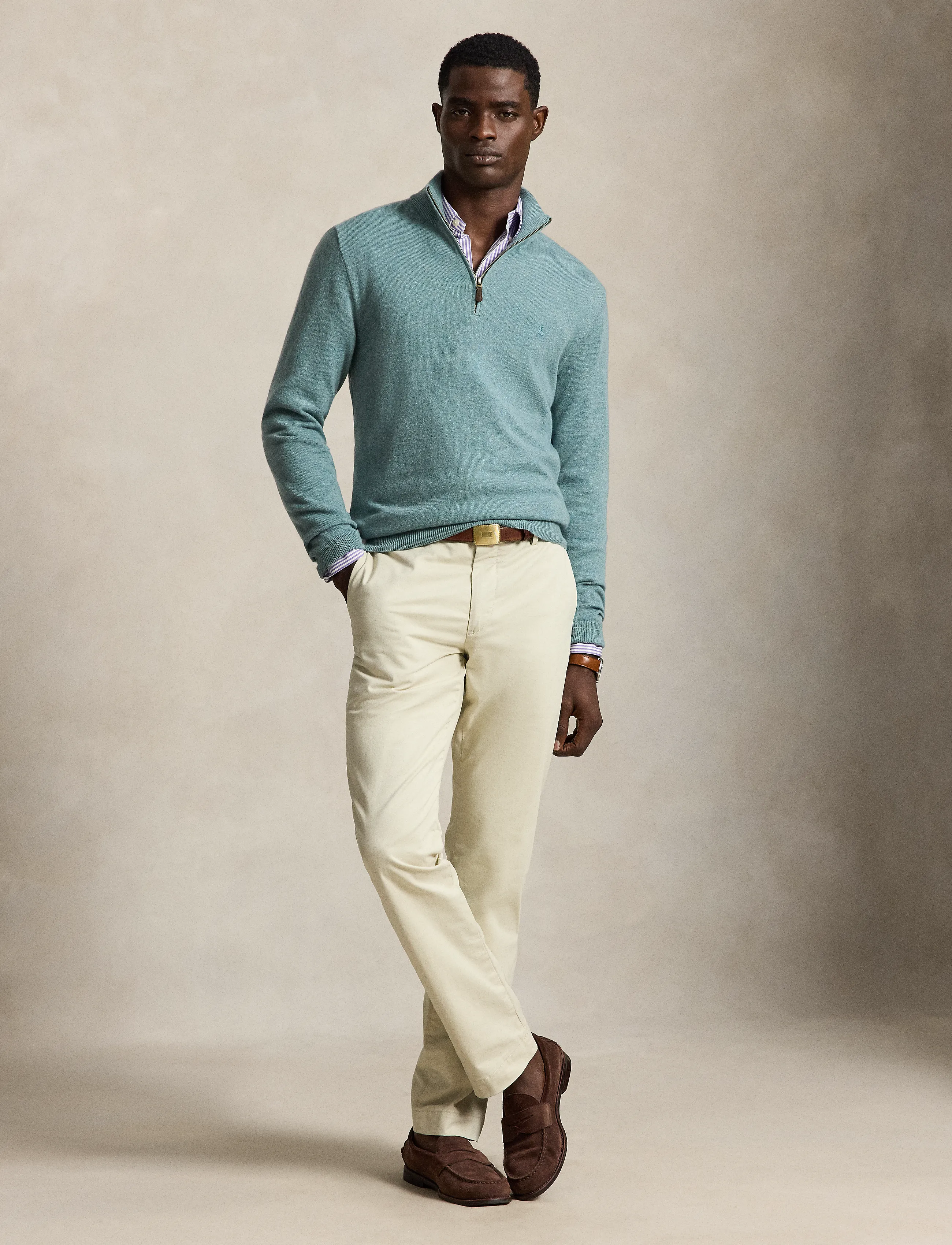 Polo Ralph Lauren - Wool Quarter-Zip Sweater - half zip jumpers - turquoise jay hea - 0