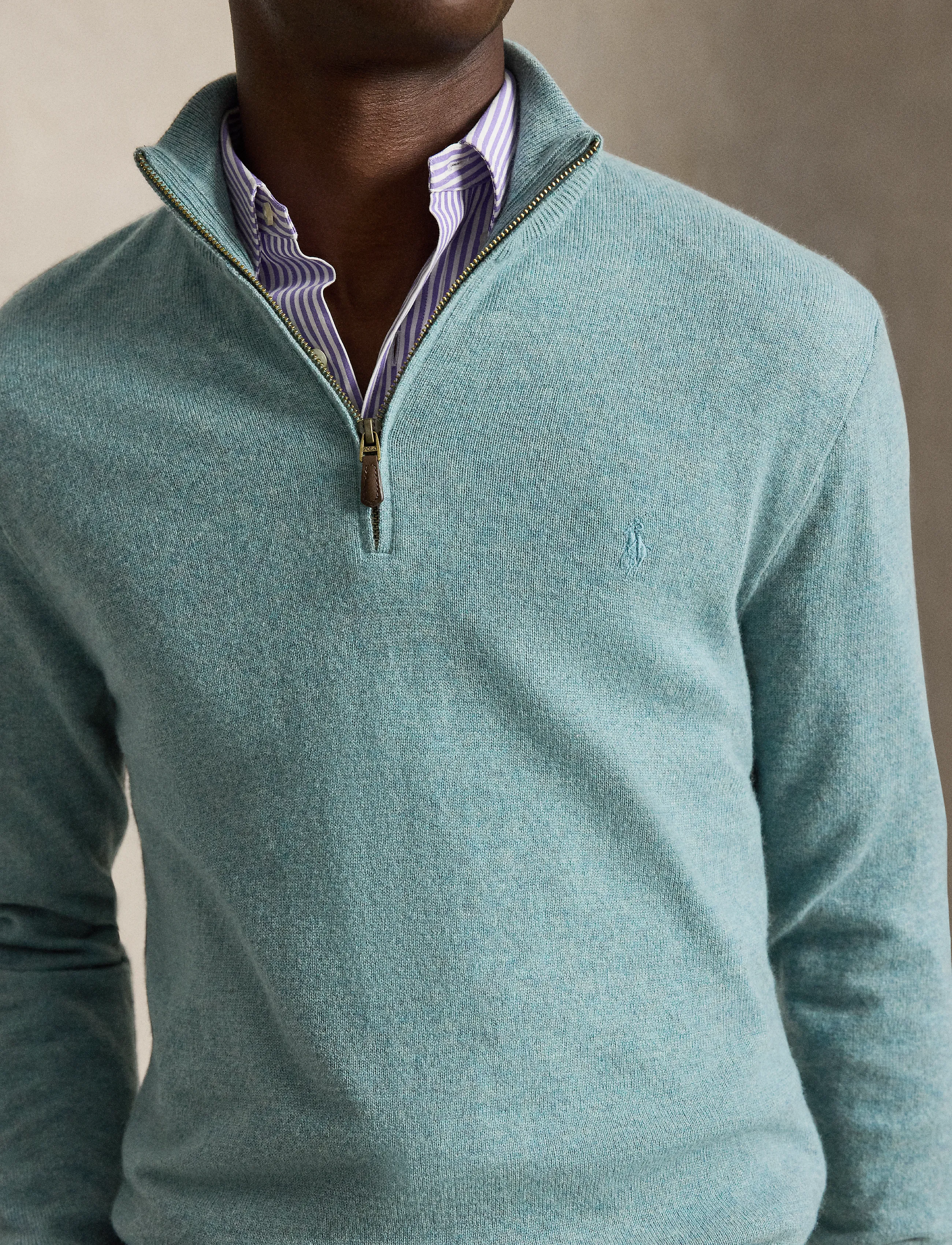 Polo Ralph Lauren - Wool Quarter-Zip Sweater - half zip jumpers - turquoise jay hea - 4