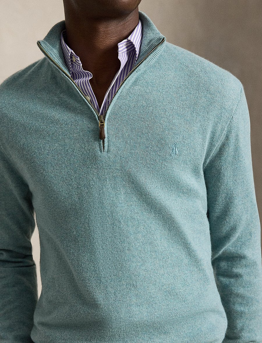 Polo Ralph Lauren - Wool Quarter-Zip Sweater - half zip jumpers - turquoise jay hea - 4