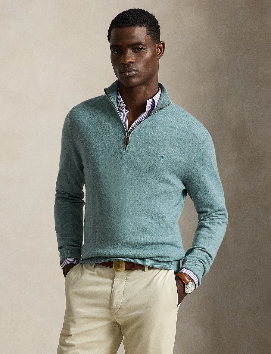Polo Ralph Lauren - Wool Quarter-Zip Sweater - half zip jumpers - turquoise jay hea - 5