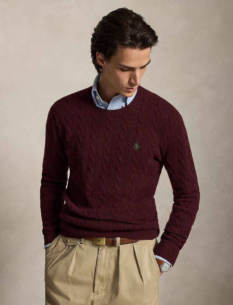 Polo Ralph Lauren - Cable-Knit Wool-Cashmere Sweater - rundhals - aged wine heather - 0