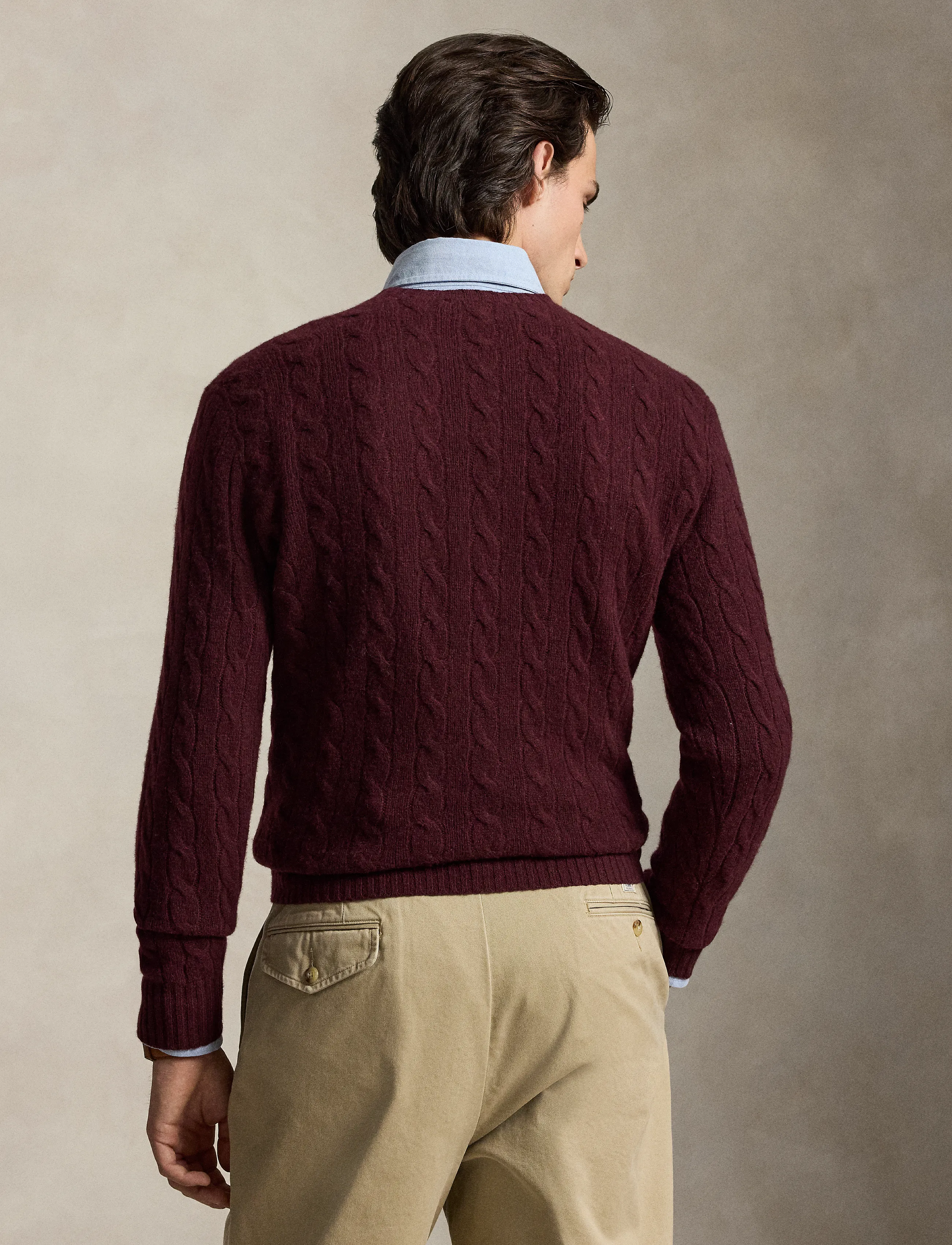 Polo Ralph Lauren - Cable-Knit Wool-Cashmere Sweater - rundhals - aged wine heather - 3