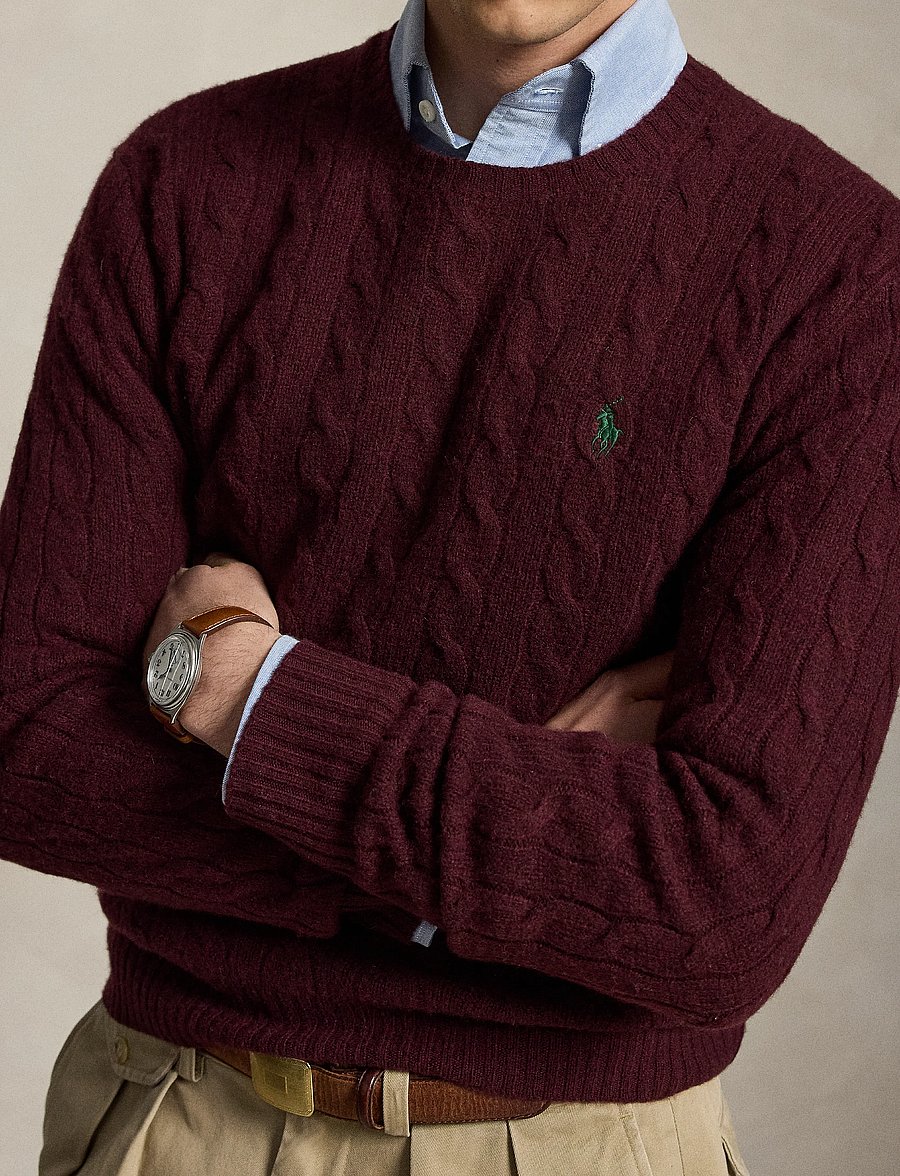 Polo Ralph Lauren - Cable-Knit Wool-Cashmere Sweater - rundhals - aged wine heather - 4