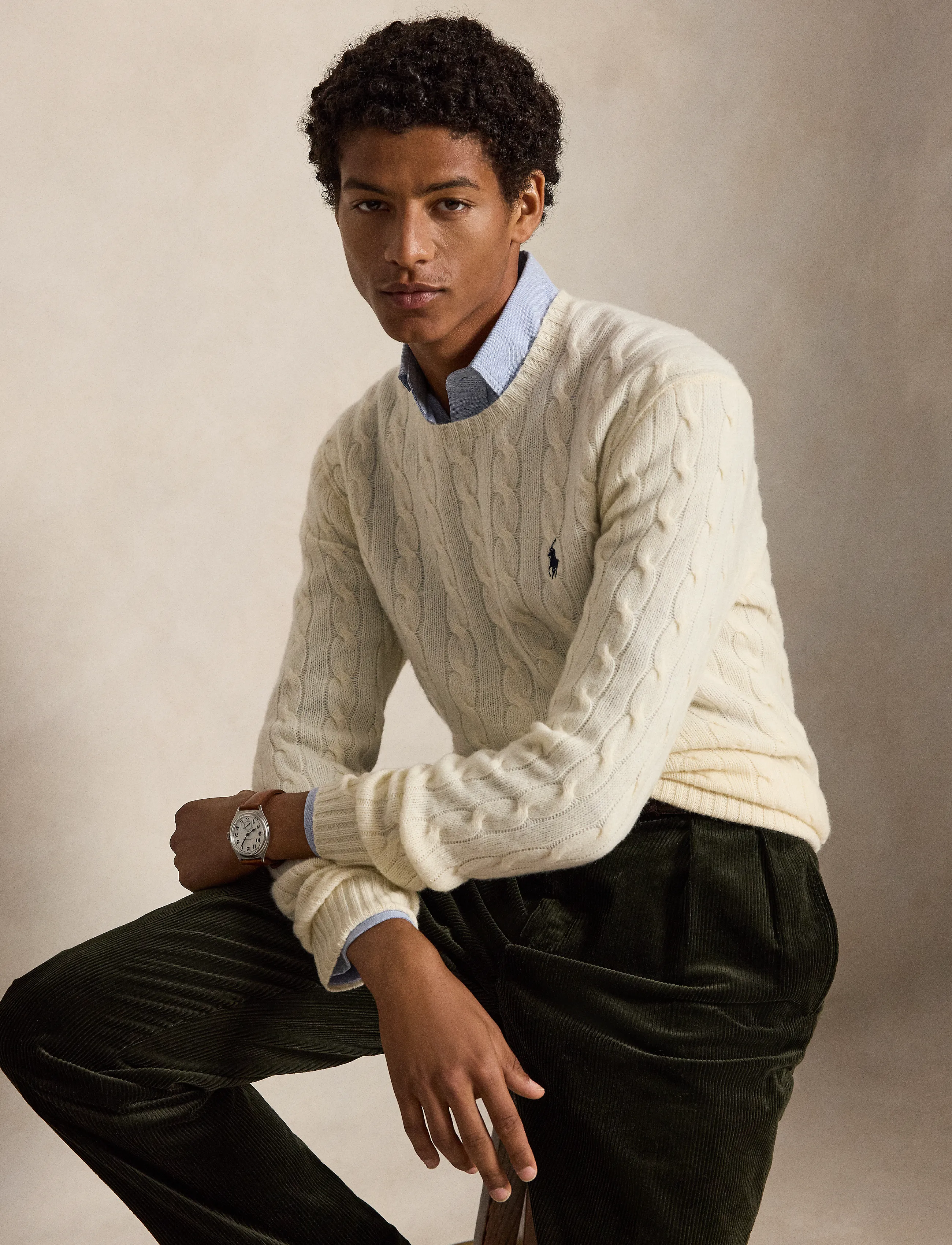 Polo Ralph Lauren - Cable-Knit Wool-Cashmere Sweater - round necks - andover cream - 3
