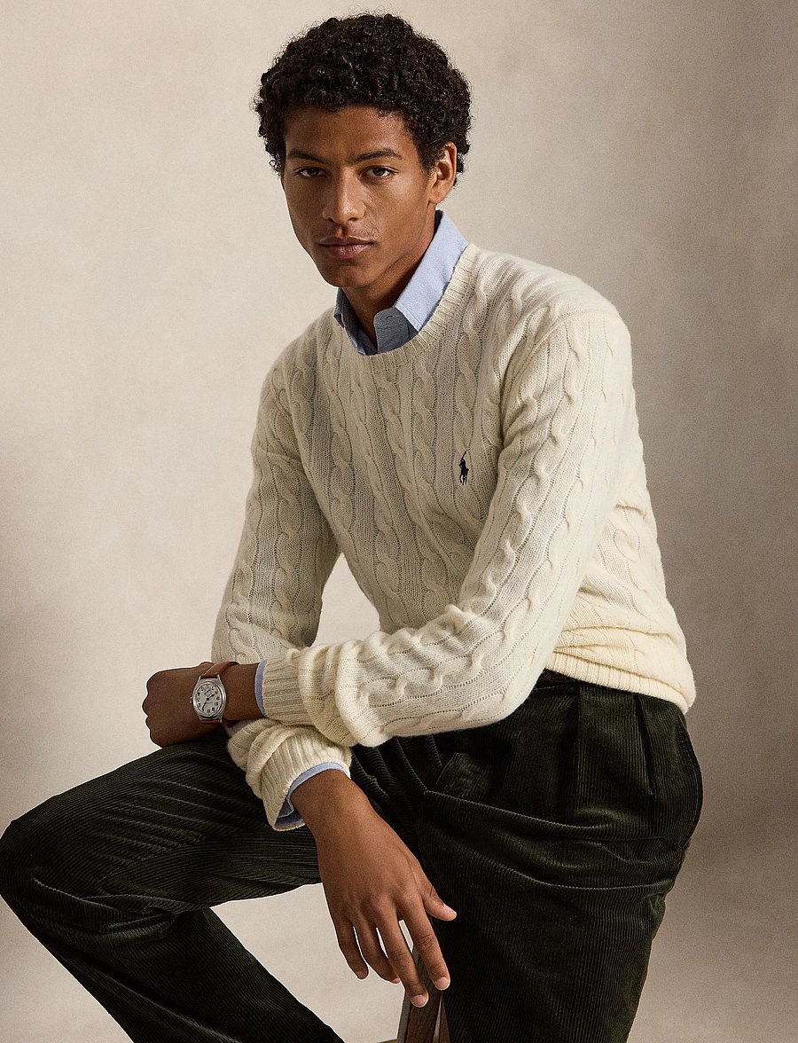 Polo Ralph Lauren - Cable-Knit Wool-Cashmere Sweater - round necks - andover cream - 3