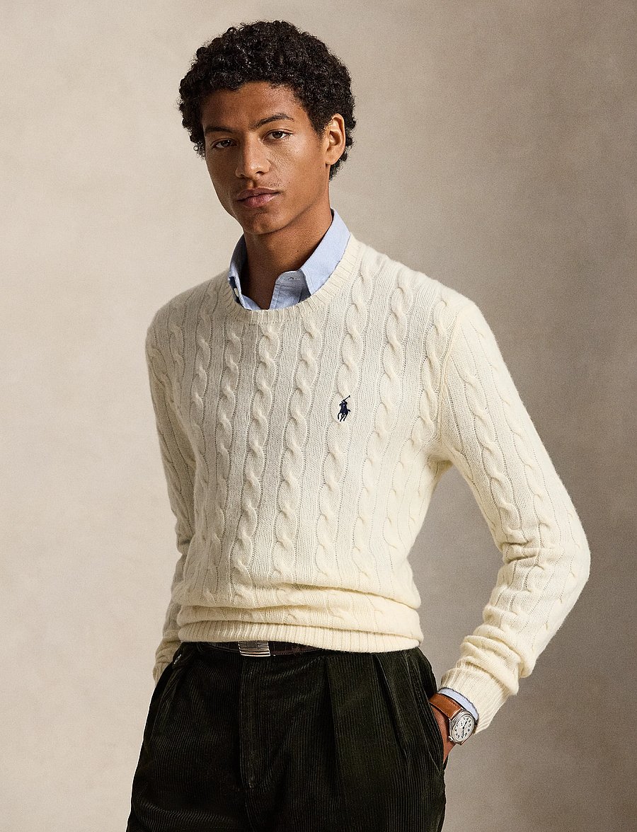 Polo Ralph Lauren - Cable-Knit Wool-Cashmere Sweater - round necks - andover cream - 4