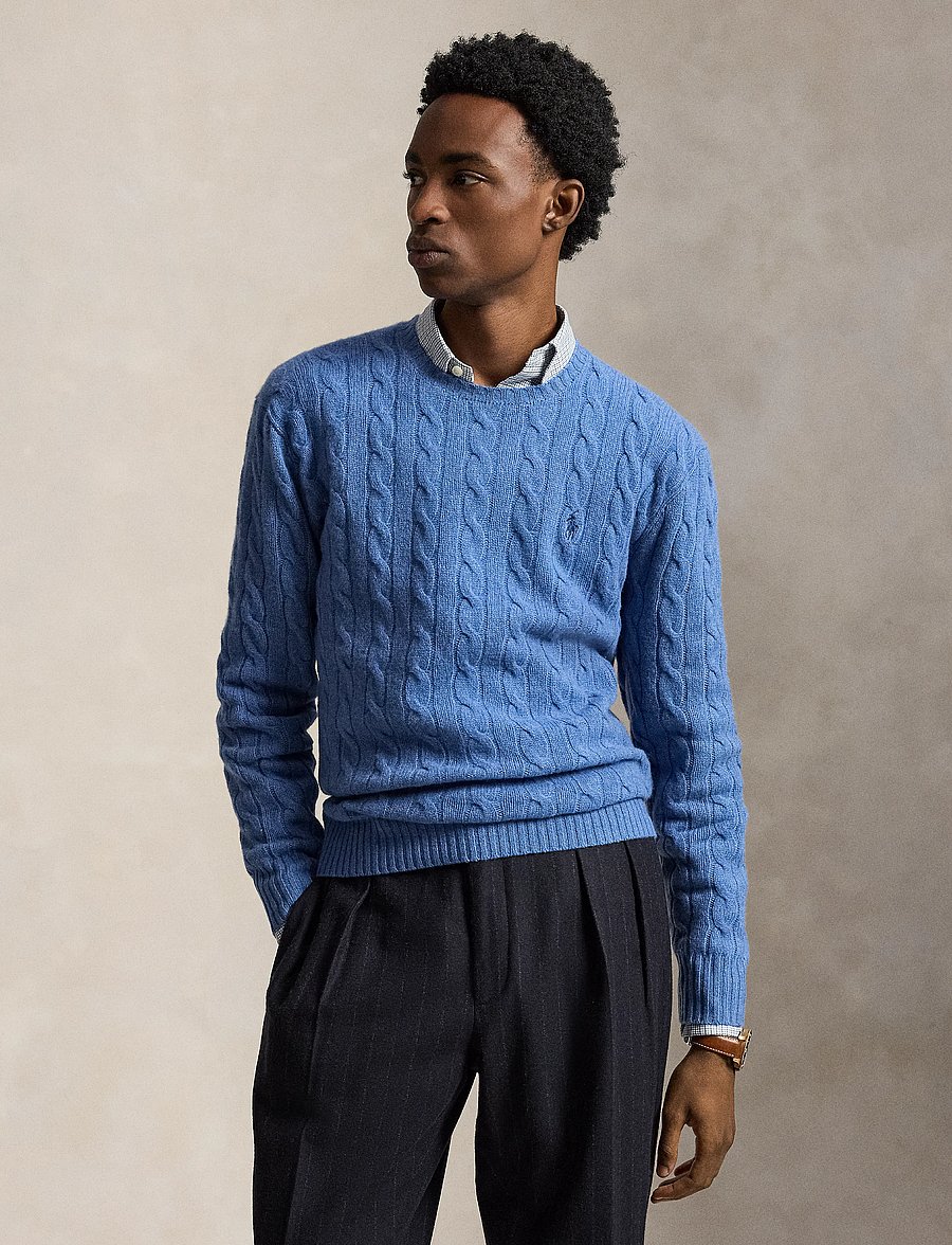 Polo Ralph Lauren - Cable-Knit Wool-Cashmere Sweater - round necks - blue borage heath - 0