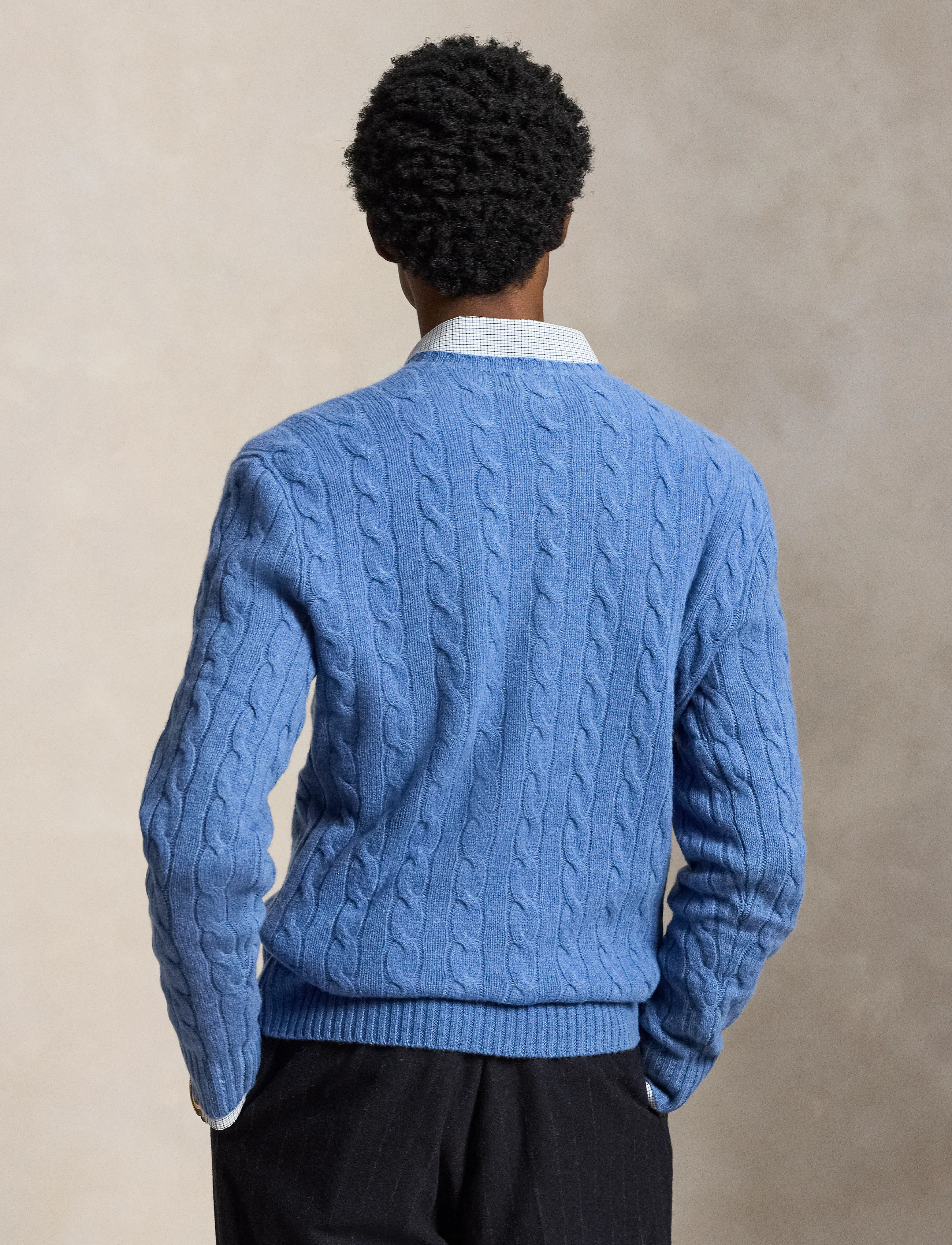 Polo Ralph Lauren - Cable-Knit Wool-Cashmere Sweater - round necks - blue borage heath - 2
