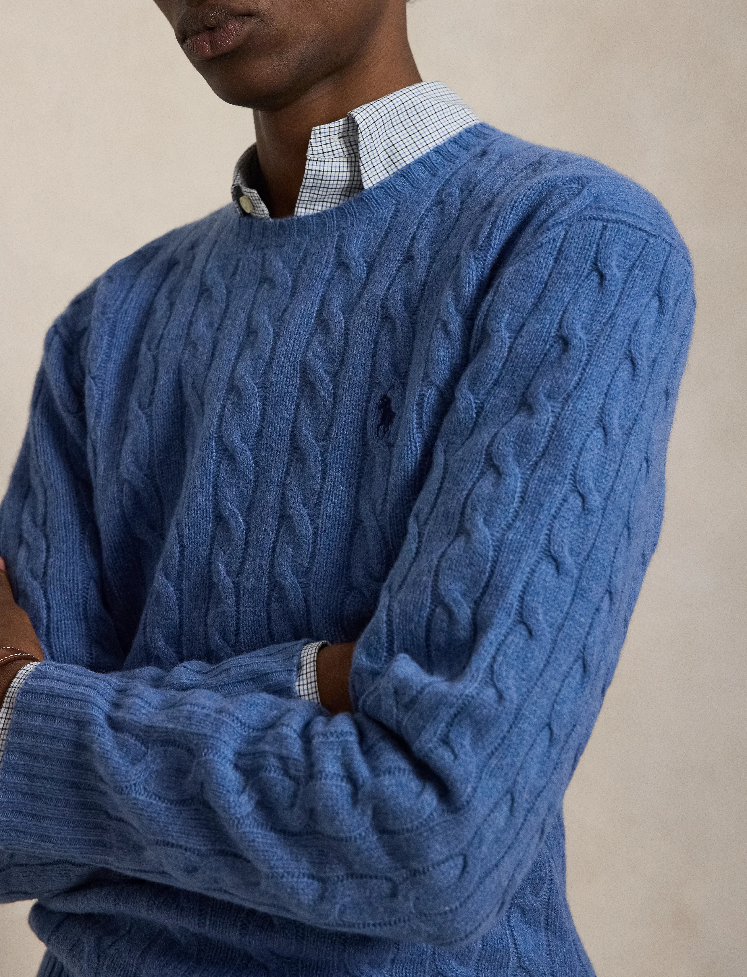 Polo Ralph Lauren - Cable-Knit Wool-Cashmere Sweater - round necks - blue borage heath - 4