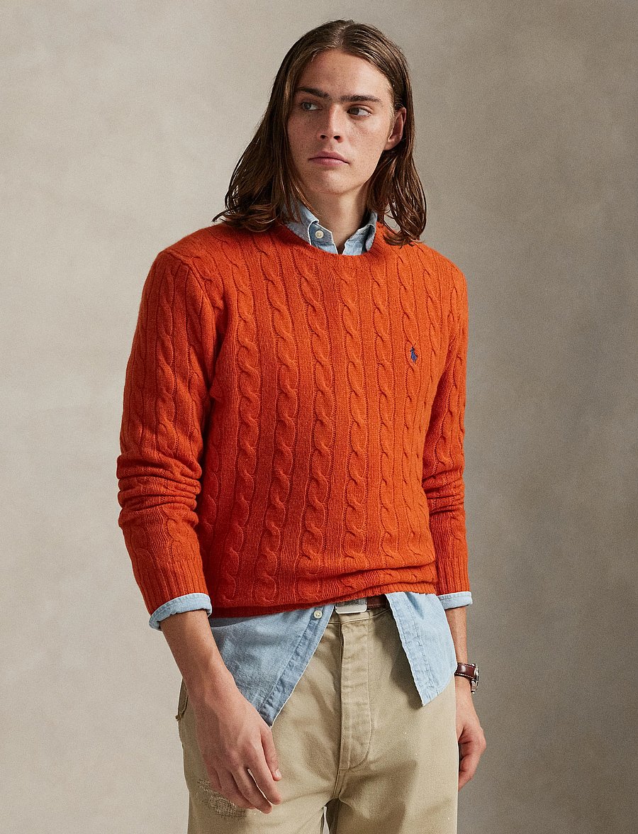 Polo Ralph Lauren - Cable-Knit Wool-Cashmere Sweater - dark jaffa orange - 3