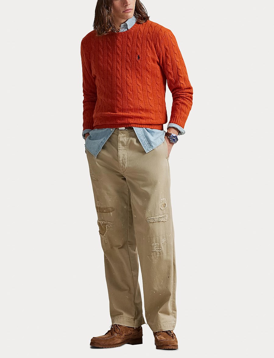 Polo Ralph Lauren - Cable-Knit Wool-Cashmere Sweater - dark jaffa orange - 4