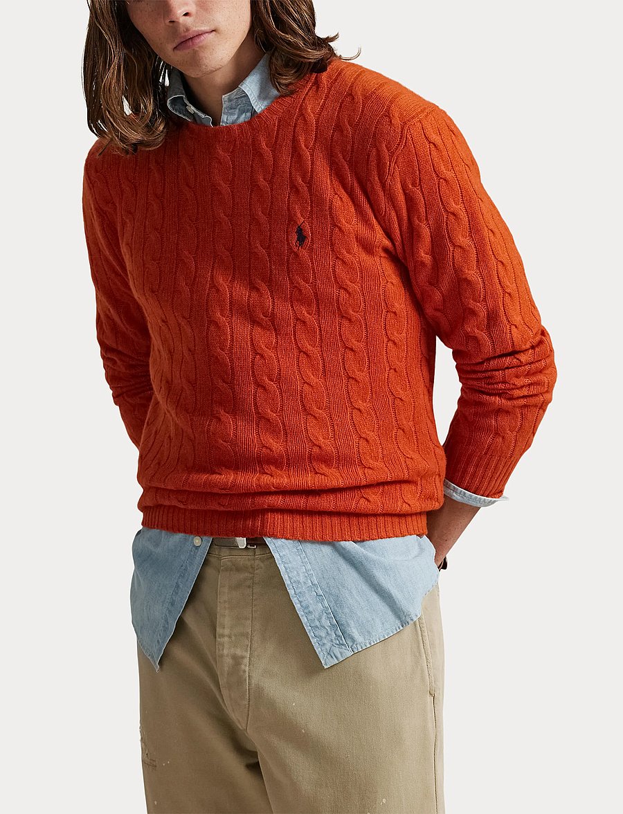 Polo Ralph Lauren - Cable-Knit Wool-Cashmere Sweater - dark jaffa orange - 5