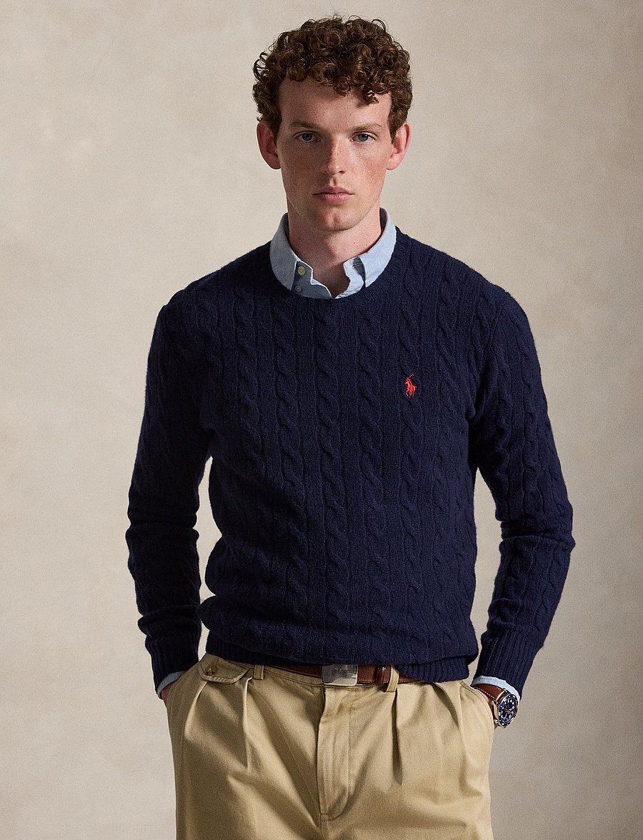 Polo Ralph Lauren - Cable-Knit Wool-Cashmere Sweater - round necks - hunter navy - 0