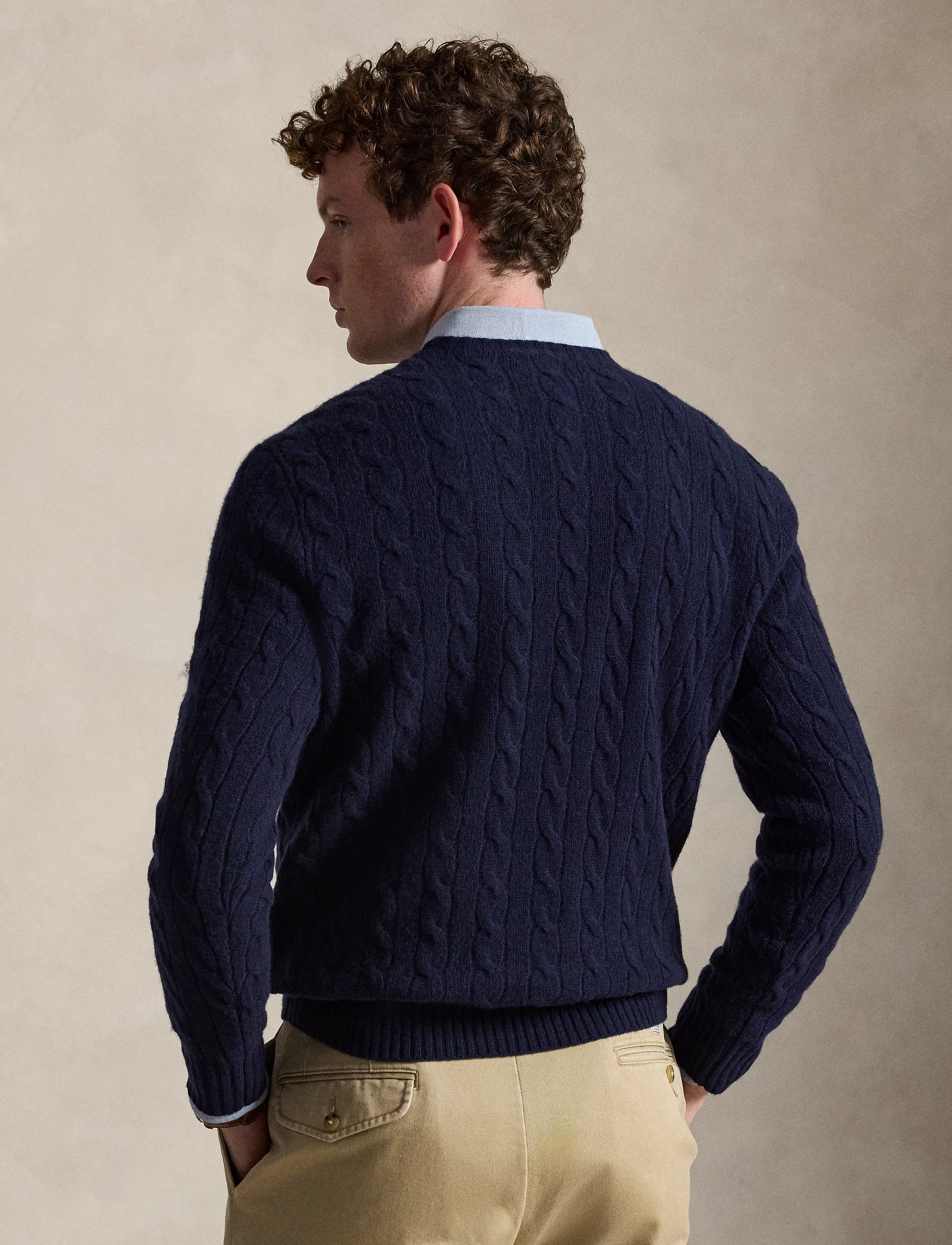 Polo Ralph Lauren - Cable-Knit Wool-Cashmere Sweater - round necks - hunter navy - 3