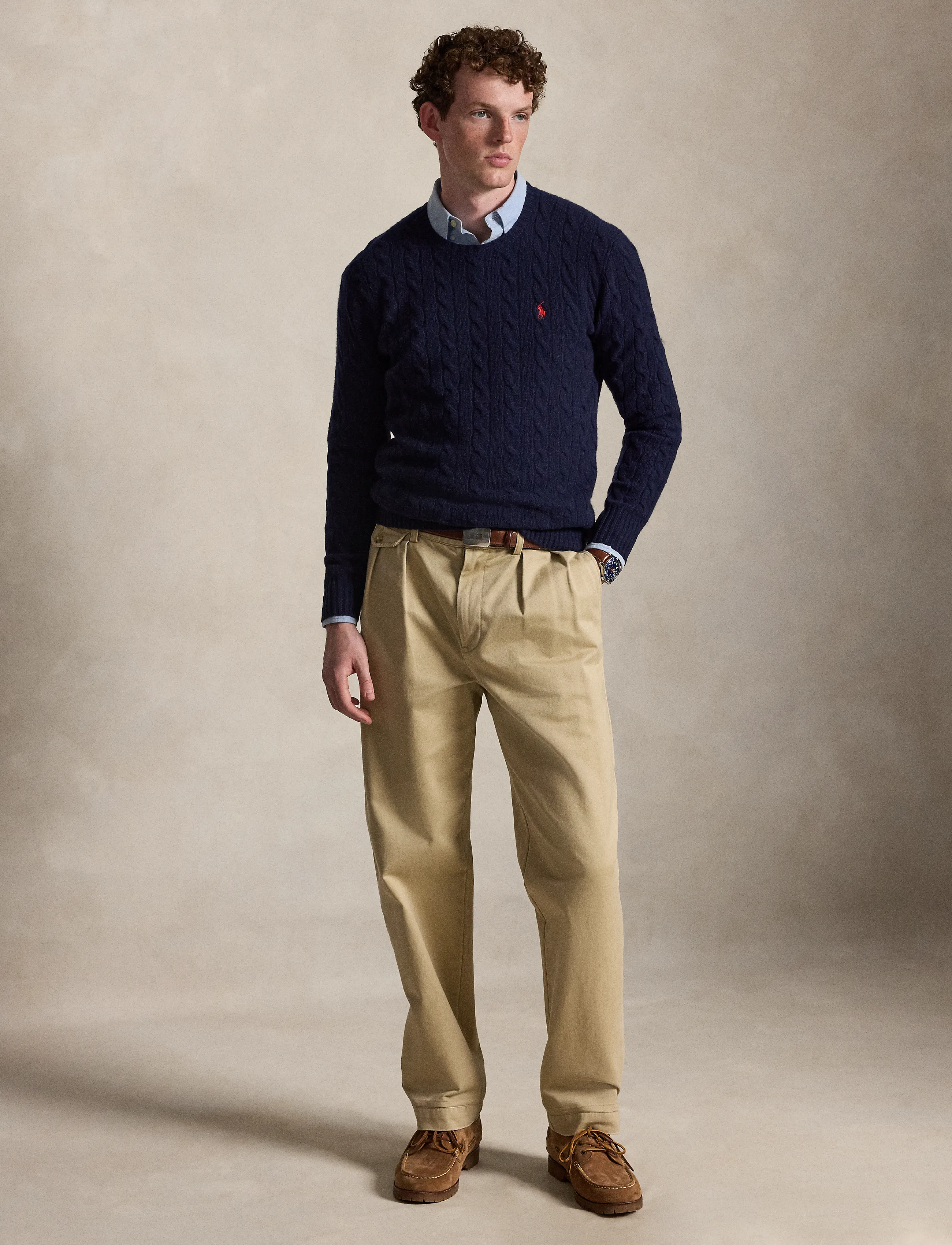 Polo Ralph Lauren - Cable-Knit Wool-Cashmere Sweater - round necks - hunter navy - 5