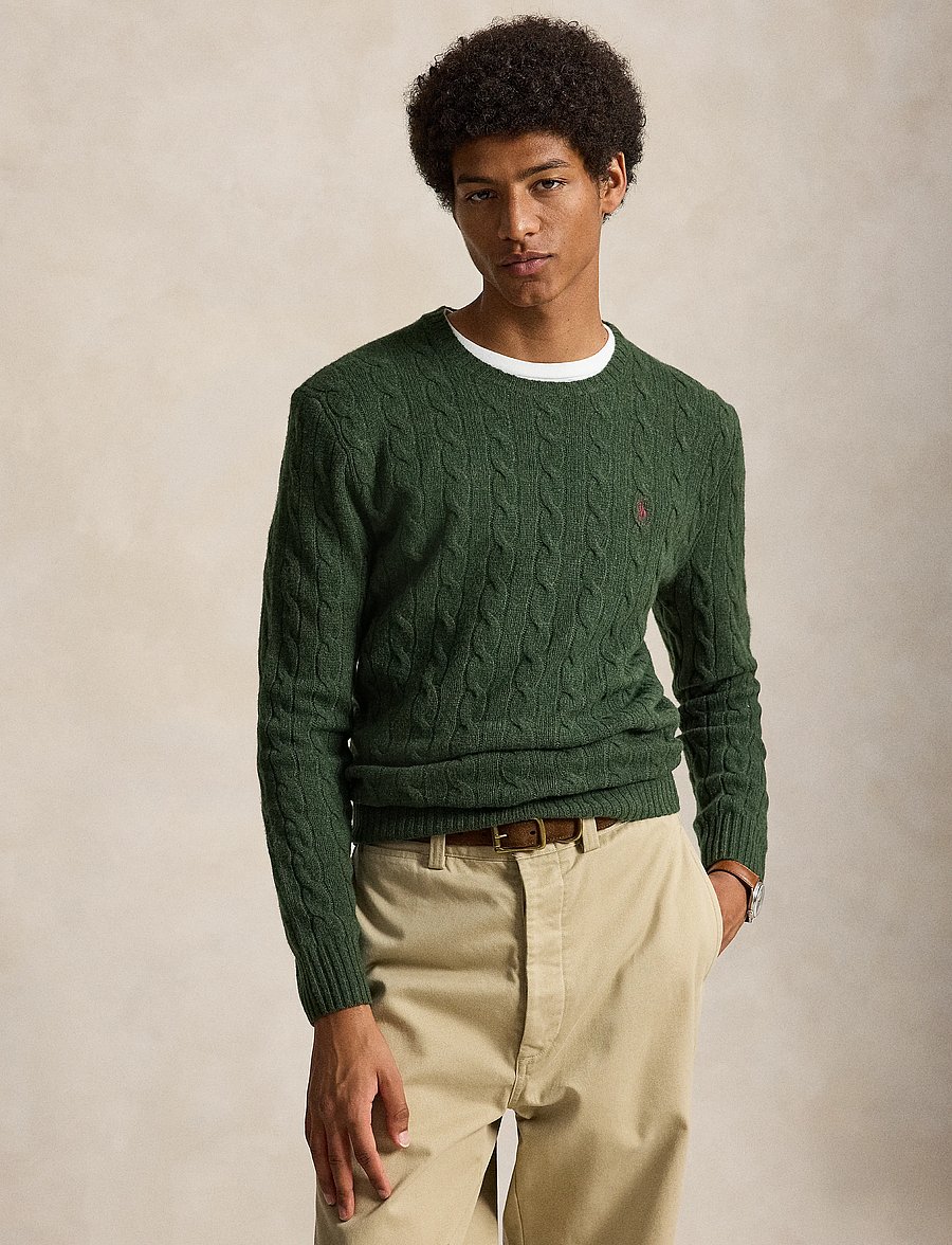 Polo Ralph Lauren - Cable-Knit Wool-Cashmere Sweater - Ümara kaelusega - lodgepole pine he - 0