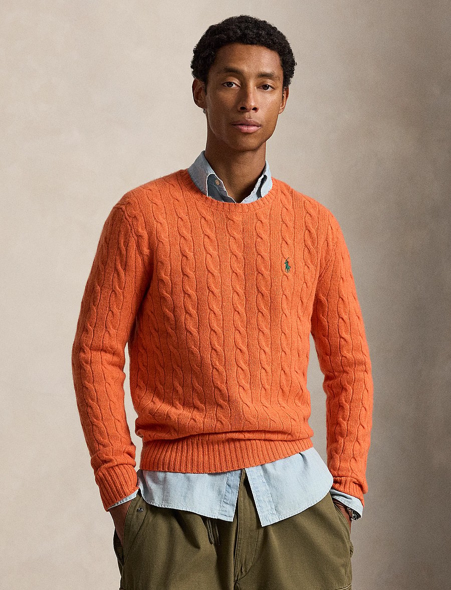 Polo Ralph Lauren - Cable-Knit Wool-Cashmere Sweater - rundhals - orange jasper hea - 0
