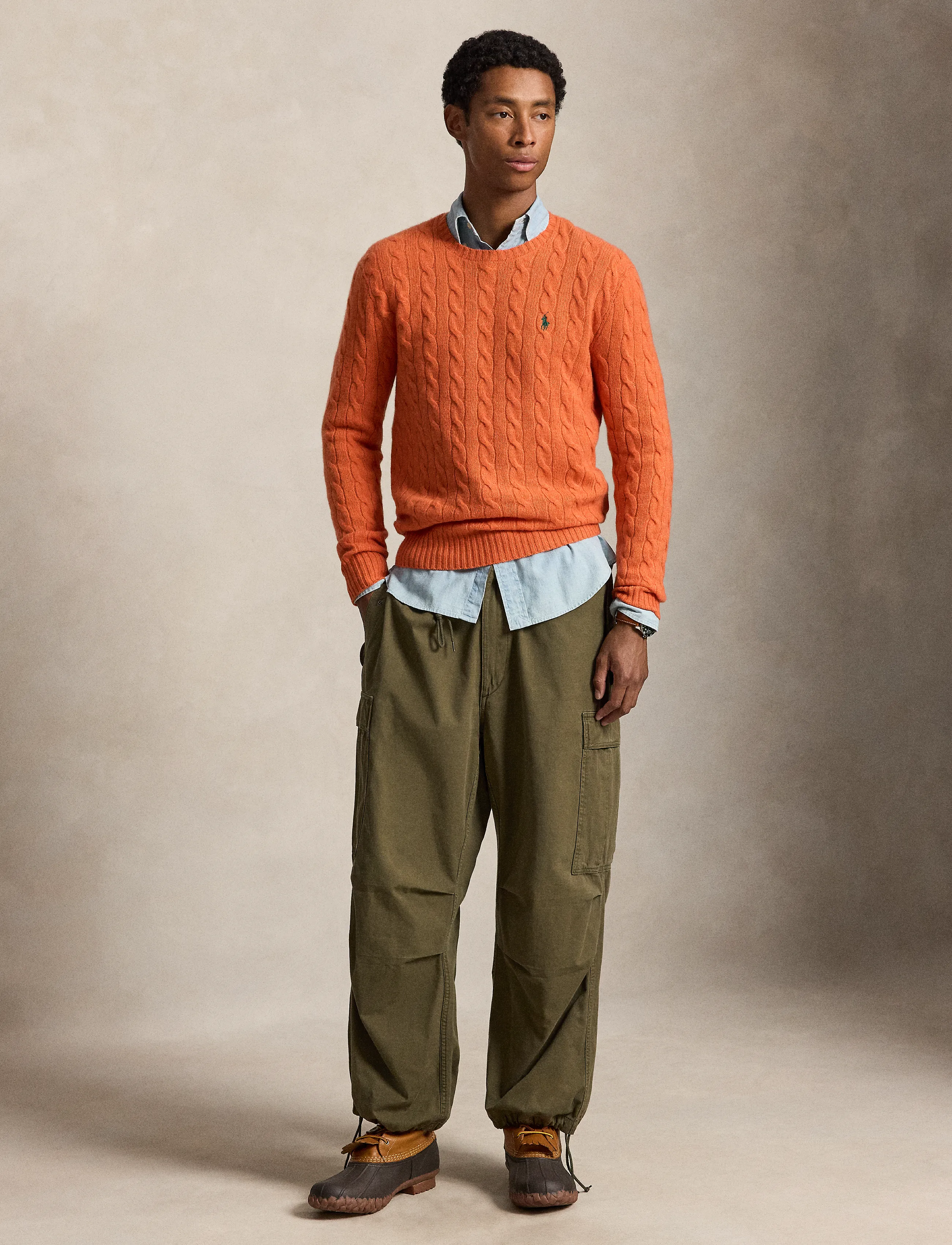 Polo Ralph Lauren - Cable-Knit Wool-Cashmere Sweater - rundhals - orange jasper hea - 4