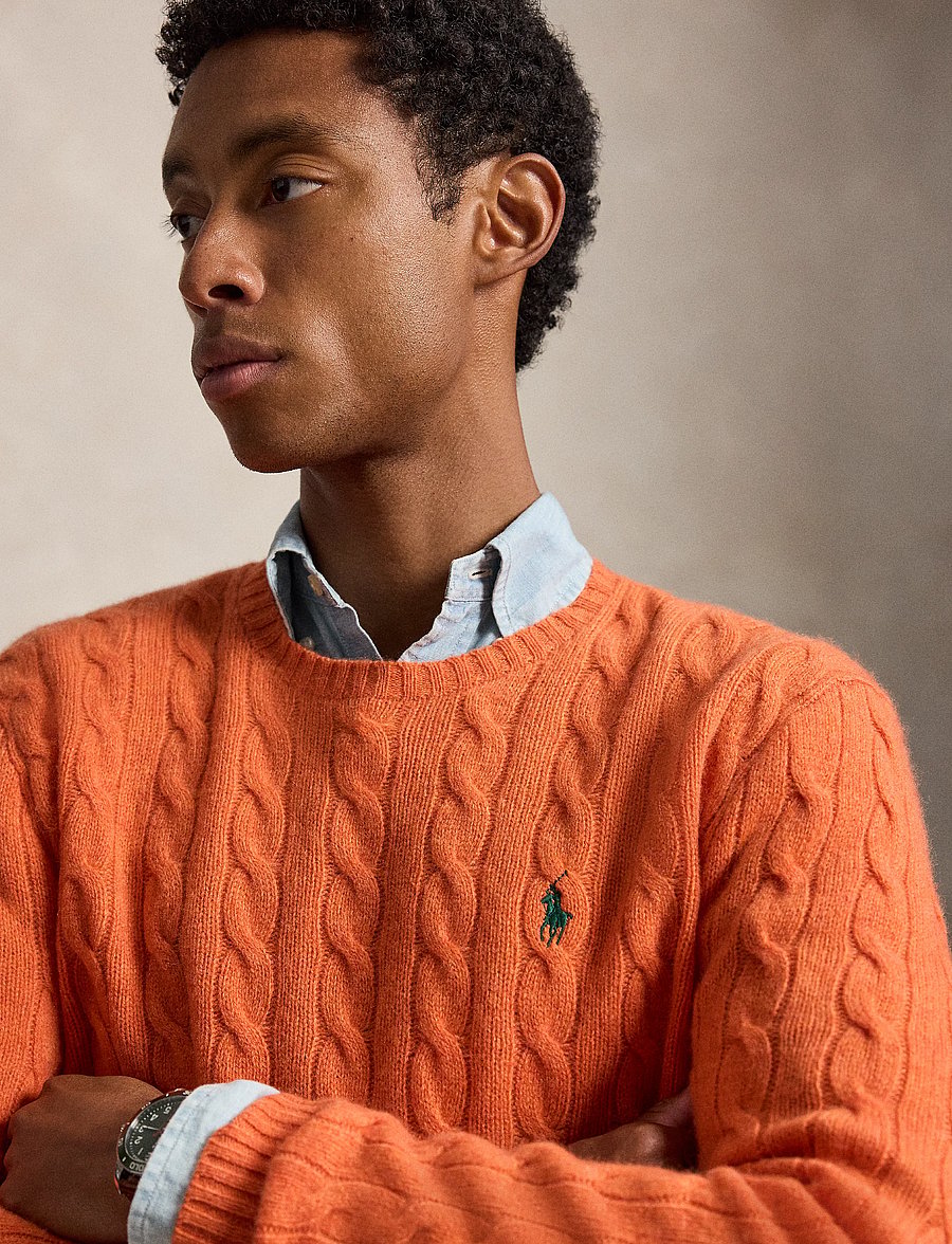 Polo Ralph Lauren - Cable-Knit Wool-Cashmere Sweater - rundhals - orange jasper hea - 5