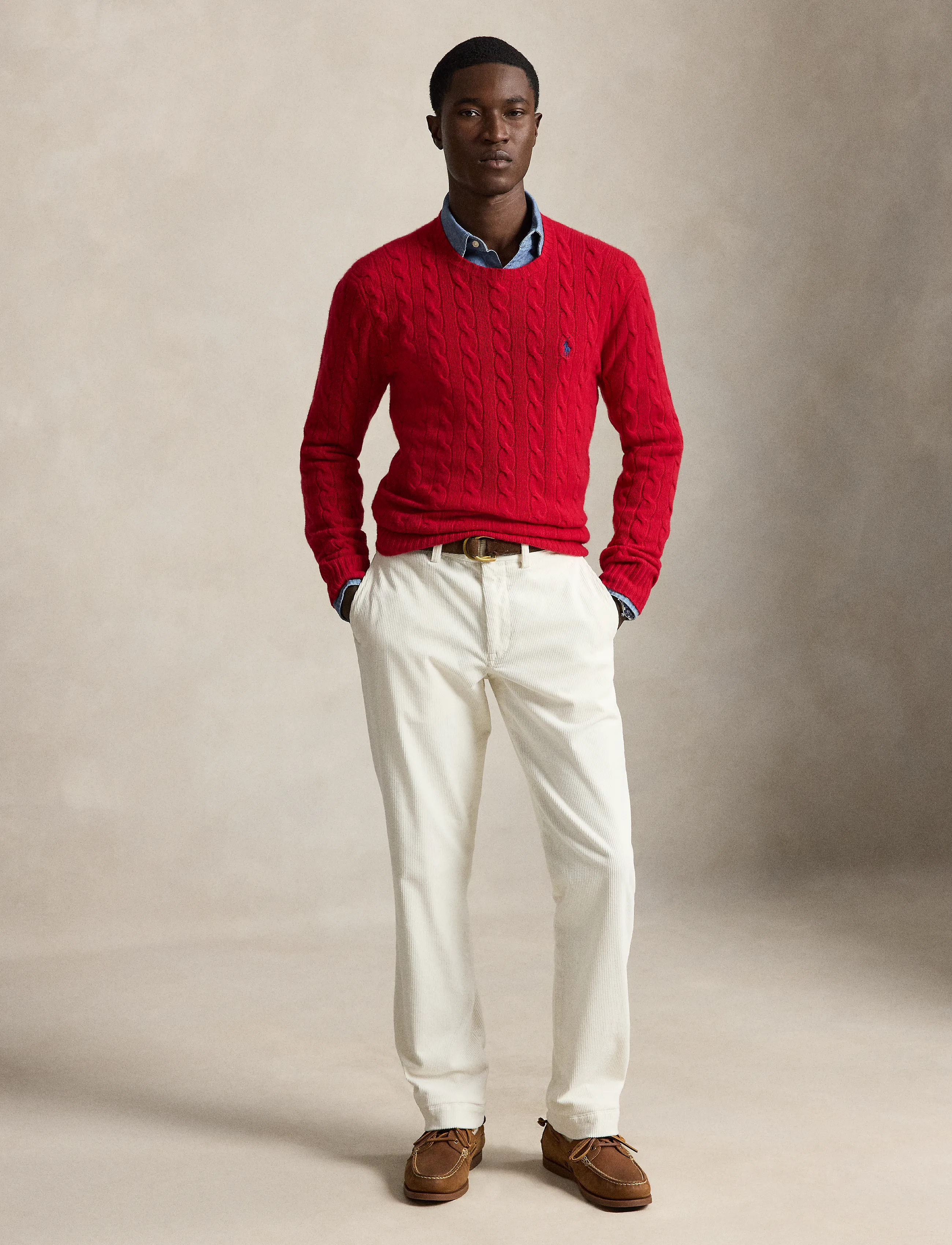Polo Ralph Lauren Cable-Knit Wool-Cashmere Sweater, S, Knitwear, Rot - Round Necks, Männerswear