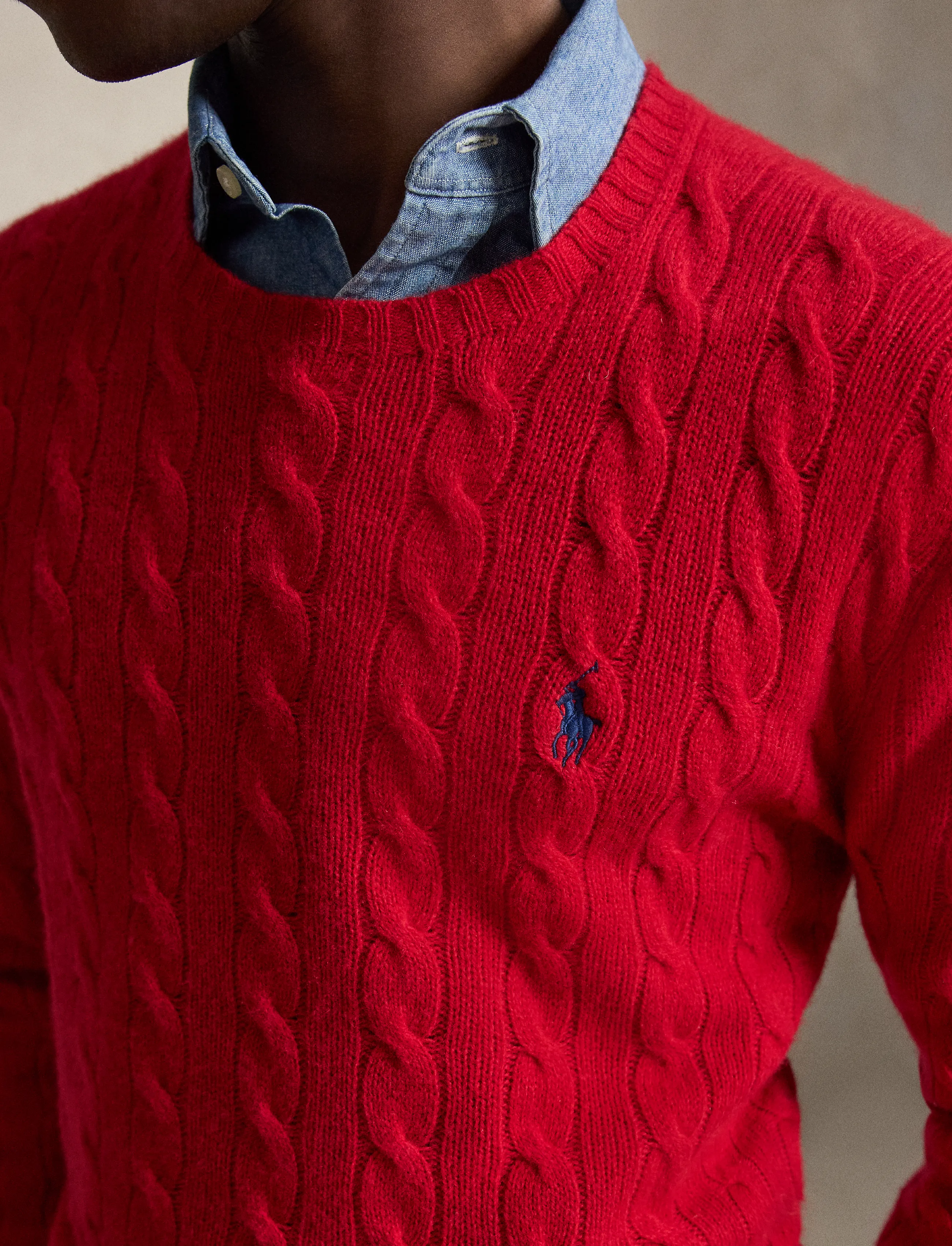 Polo Ralph Lauren - Cable-Knit Wool-Cashmere Sweater - rundhals - park ave red - 4