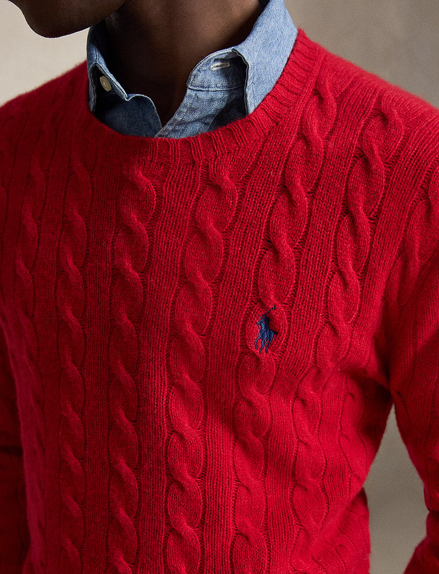 Polo Ralph Lauren - Cable-Knit Wool-Cashmere Sweater - rundhals - park ave red - 4