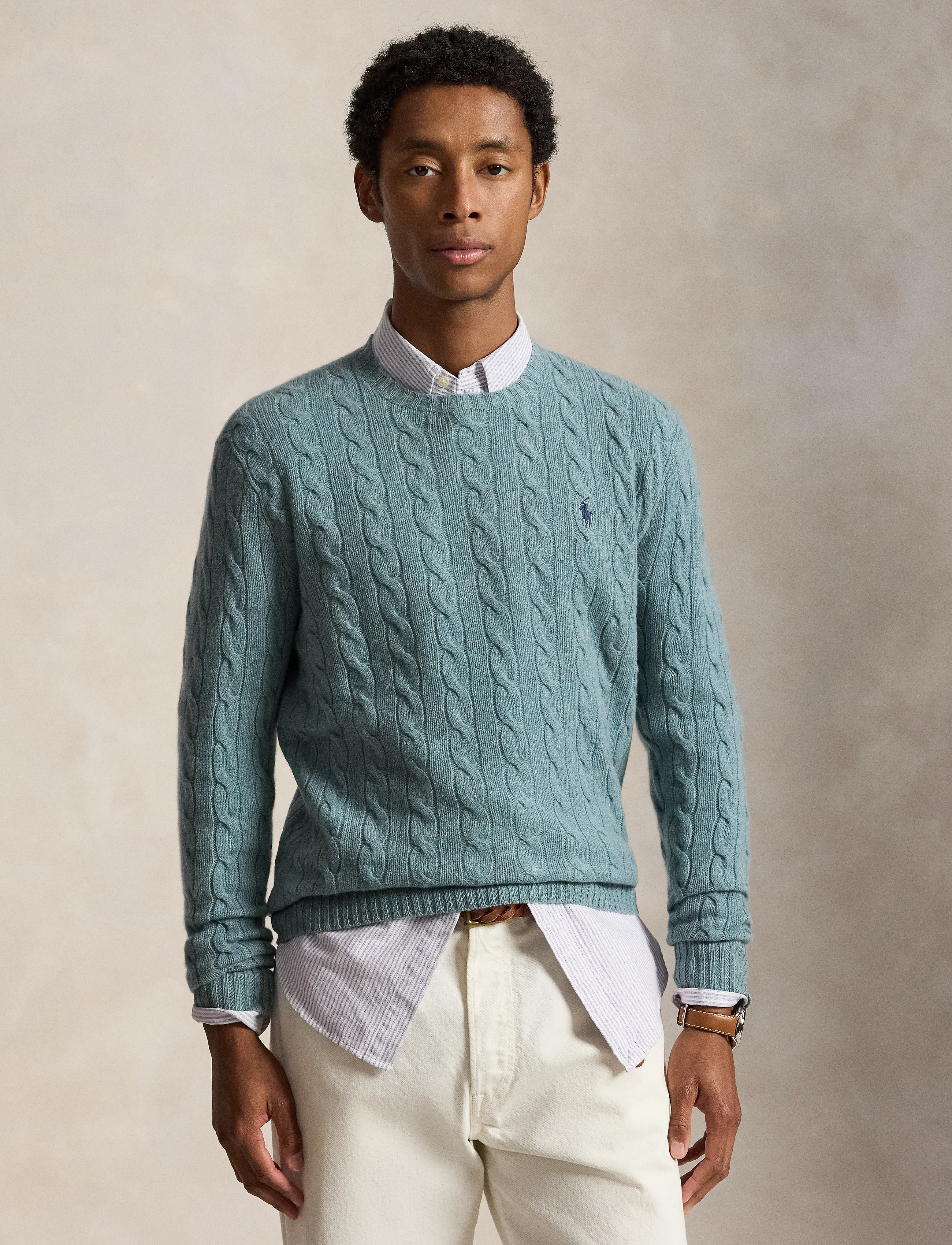 Polo Ralph Lauren Cable-Knit Wool-Cashmere Sweater, S, Knitwear, Blau - Round Necks, Männerswear