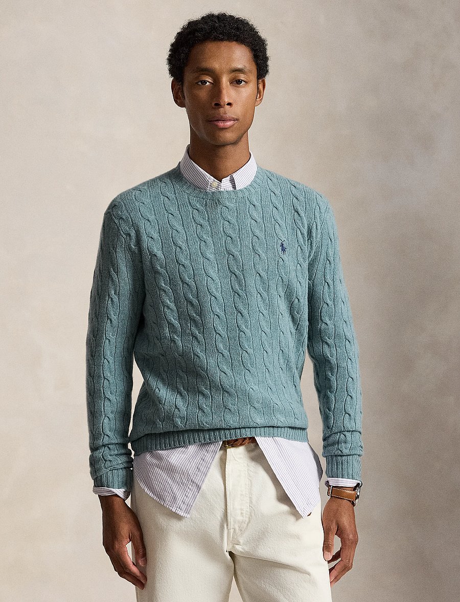 Polo Ralph Lauren - Cable-Knit Wool-Cashmere Sweater - rundhalsad - turquoise jay hea - 0