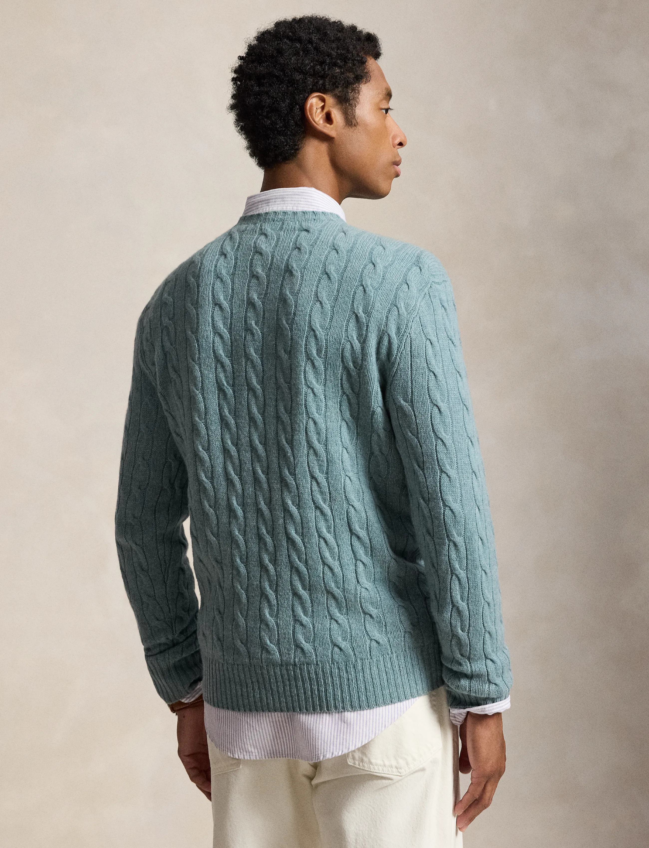 Polo Ralph Lauren - Cable-Knit Wool-Cashmere Sweater - rundhalsad - turquoise jay hea - 3